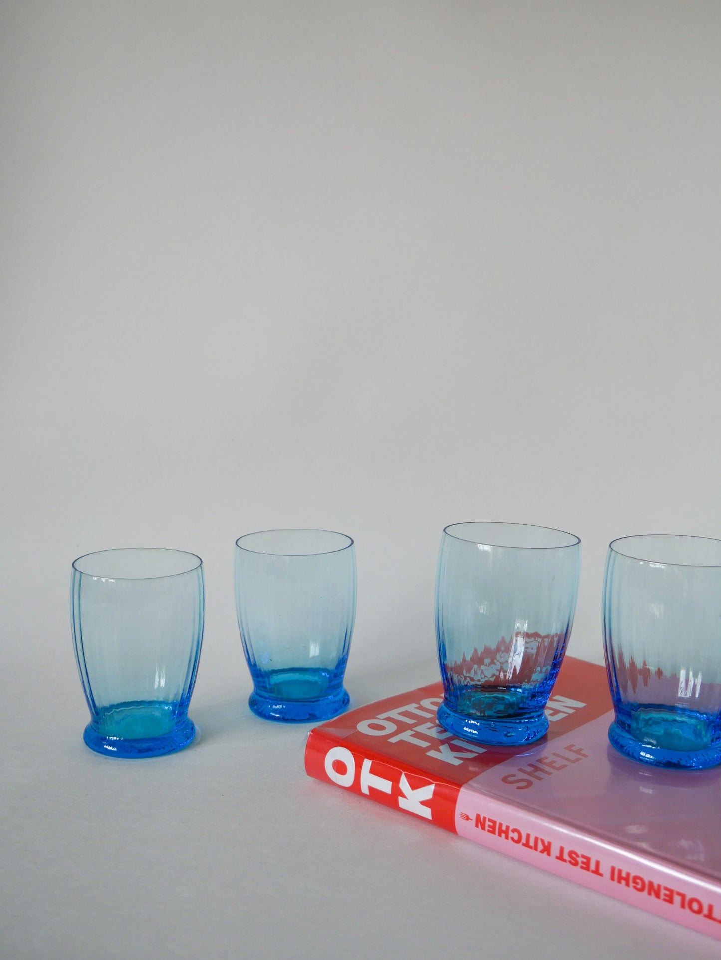 Lot de 4 verres à eau turquoise art déco 1930