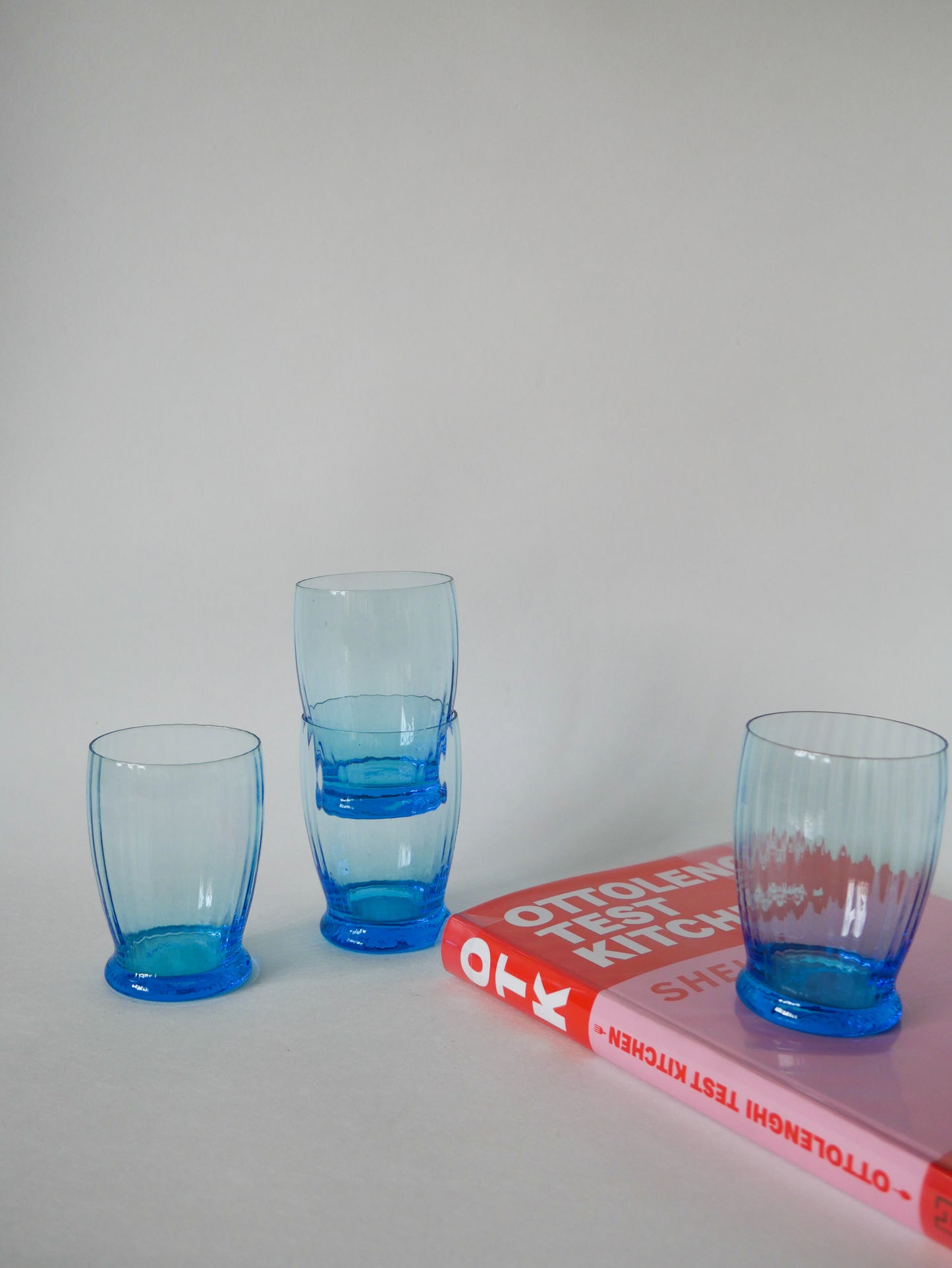 Lot de 4 verres à eau turquoise art déco 1930