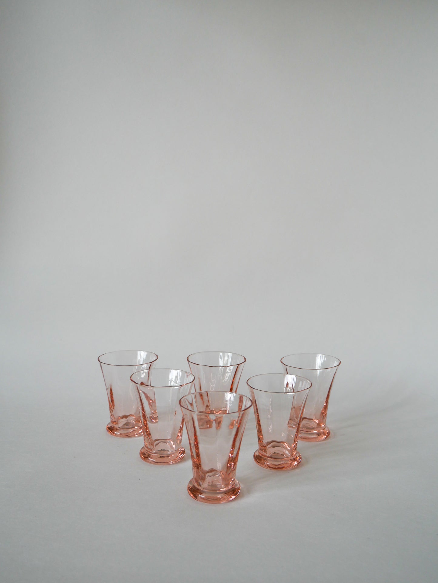 Lot de 6 verres à liqueur rose art déco 1970