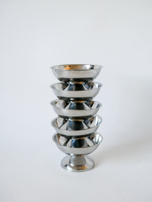 Lot de 5 coupes en inox 1970 10 X 5 cm