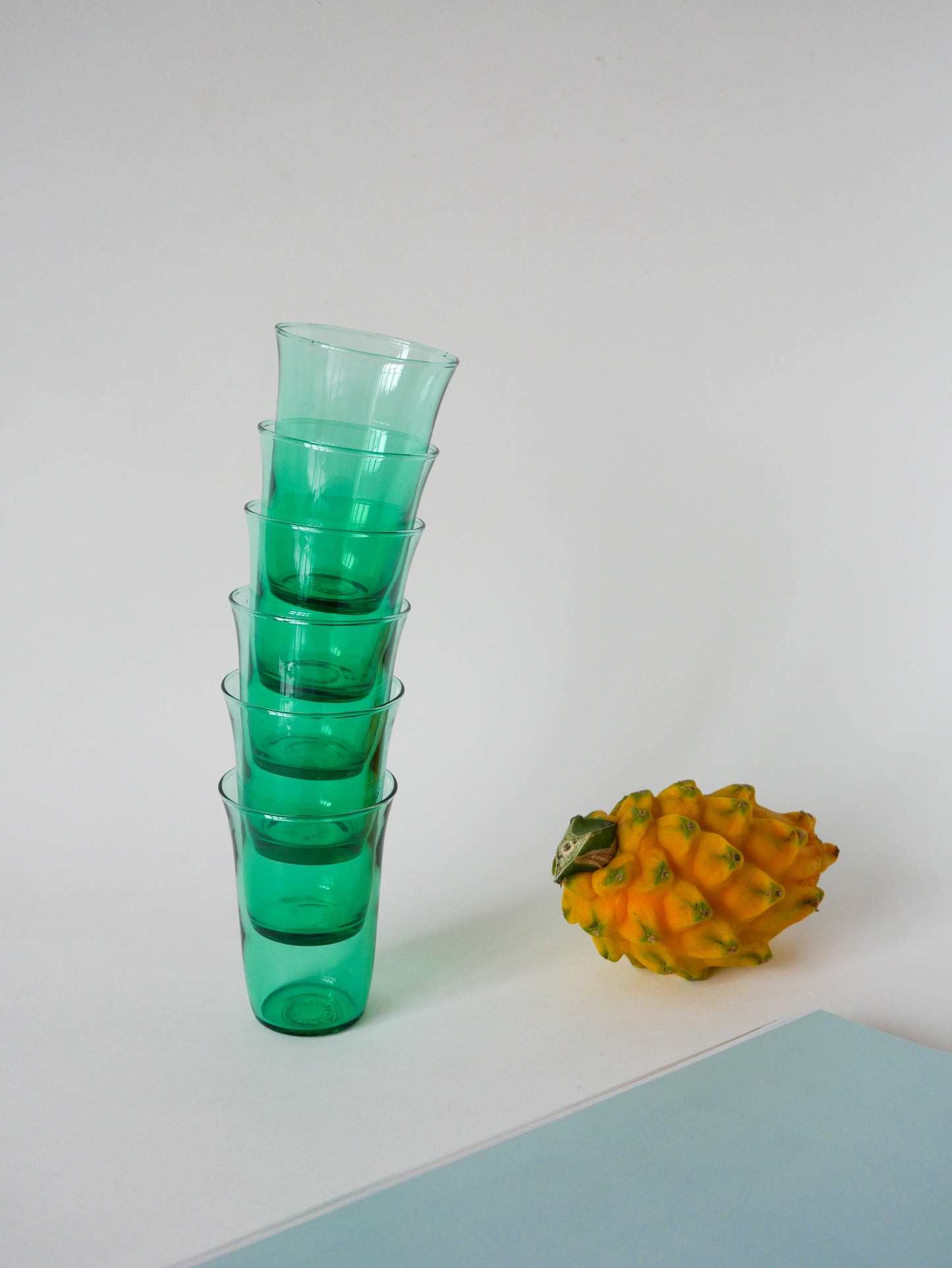 Lot de 6 verres en verre vert, 1970