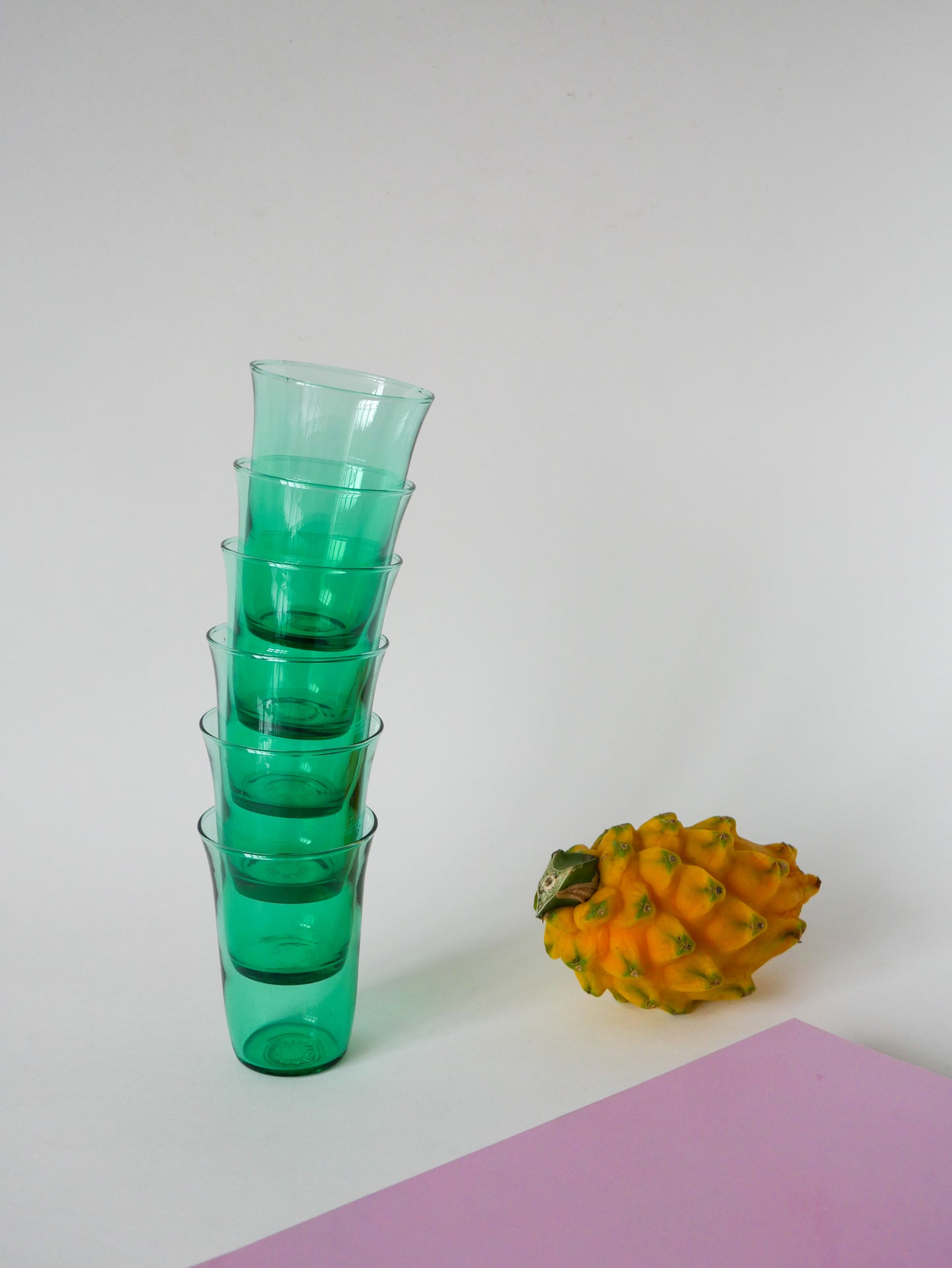 Lot de 6 verres en verre vert, 1970