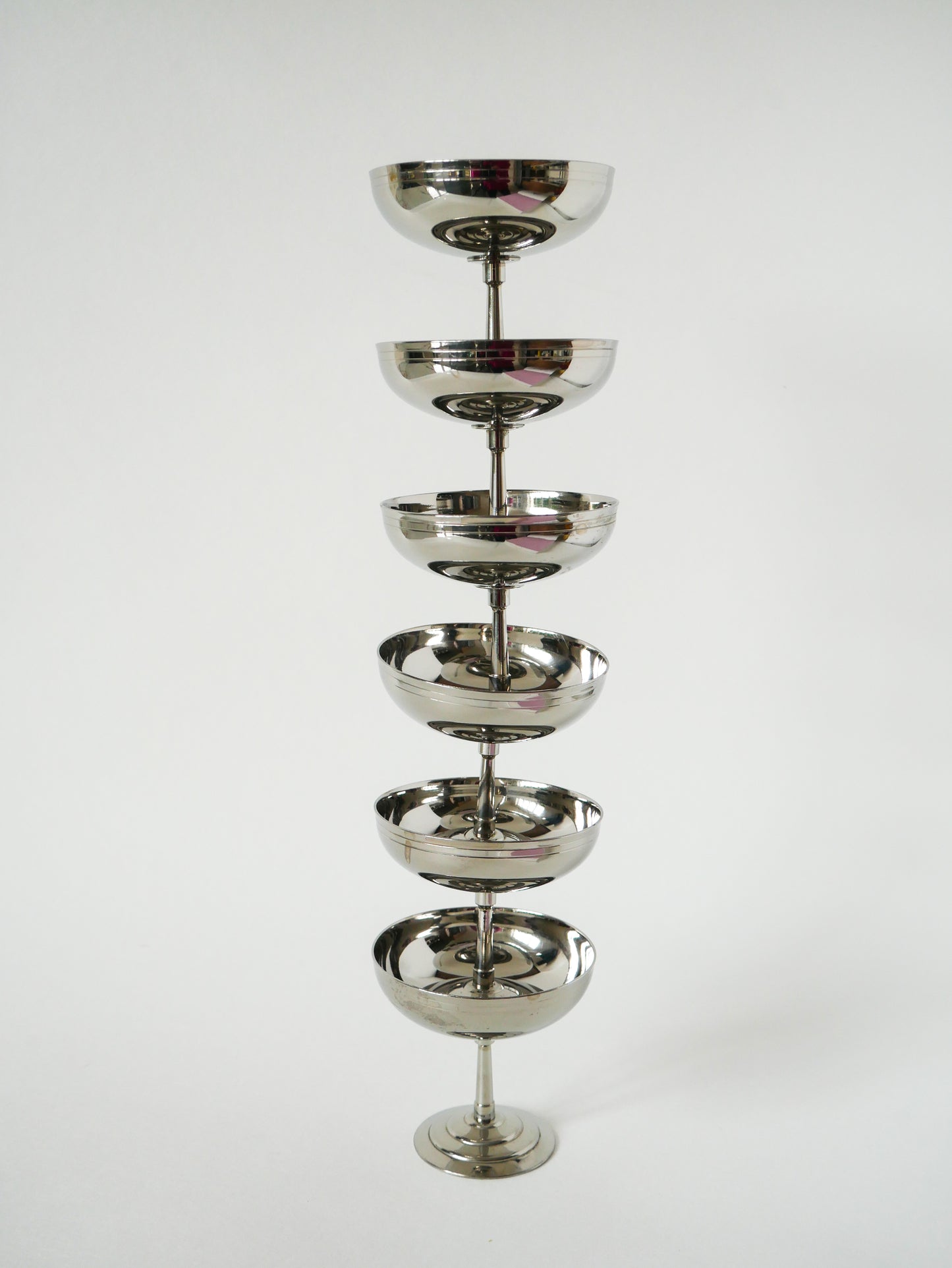 Ensemble de 6 coupes en inox à pieds fin, Design, 1970