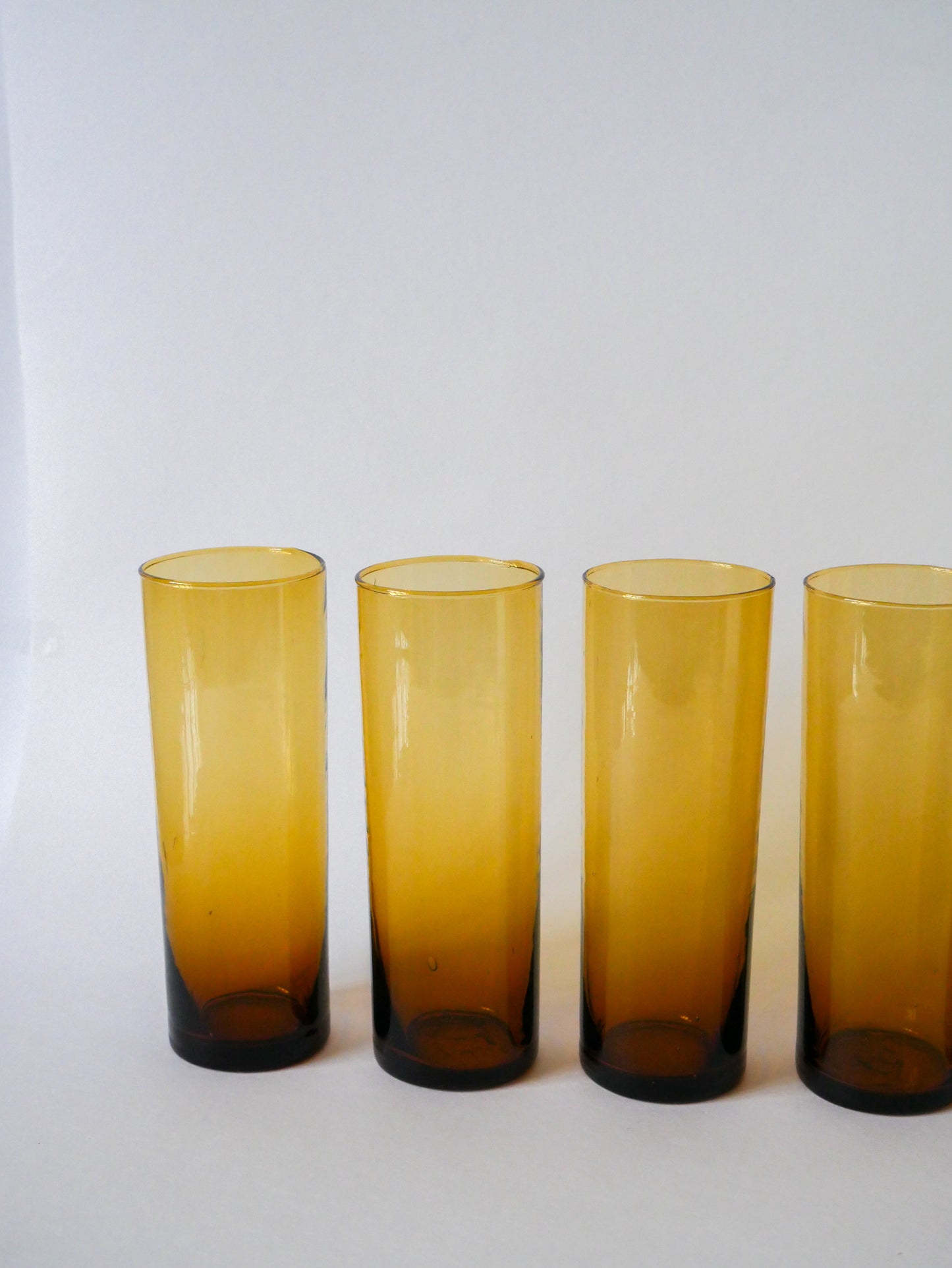 Lot de 6 verres ambrés Long Drink, 1970