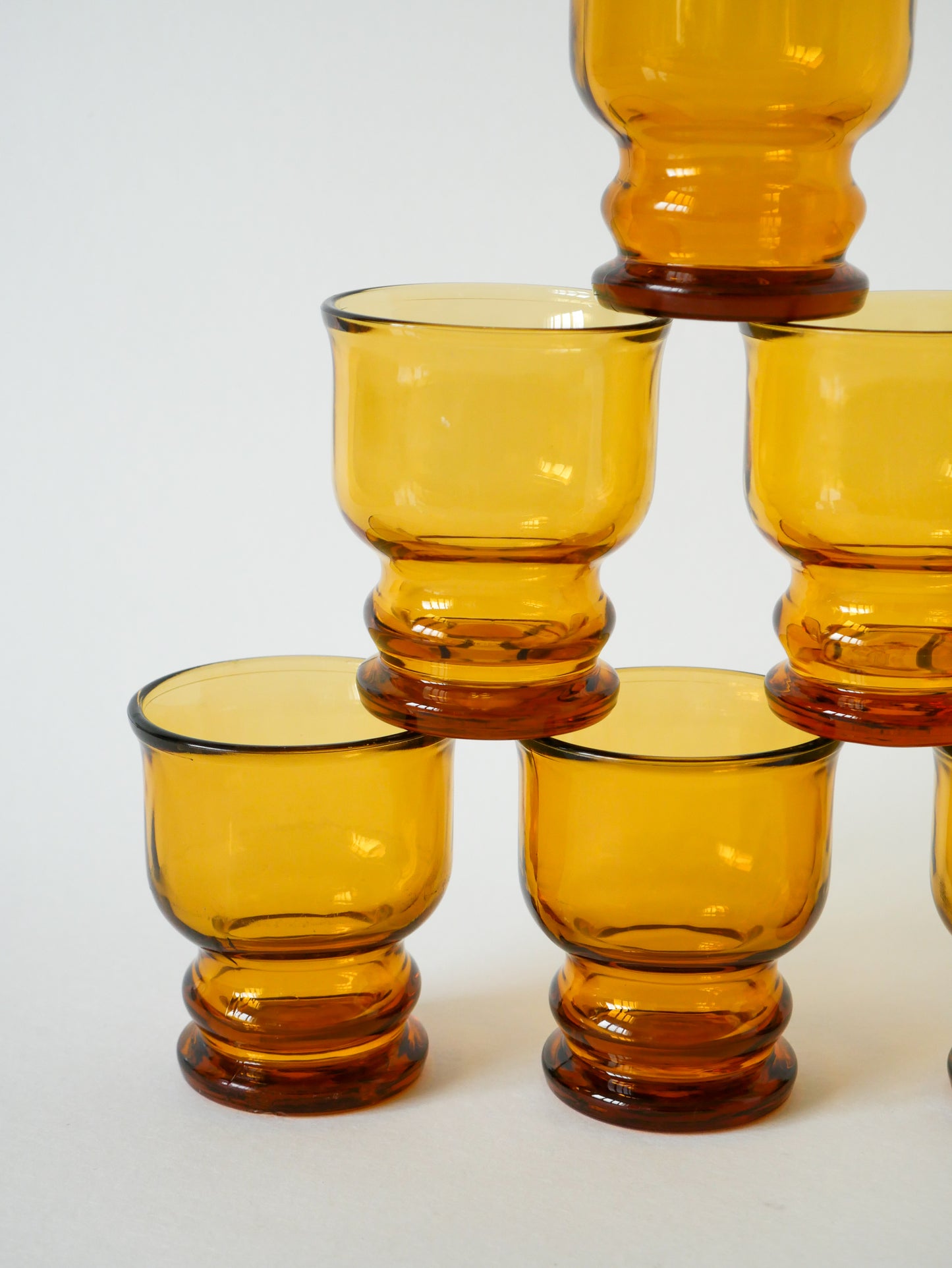 Lot de 6 verres en verre ambré, Pernod, 1970