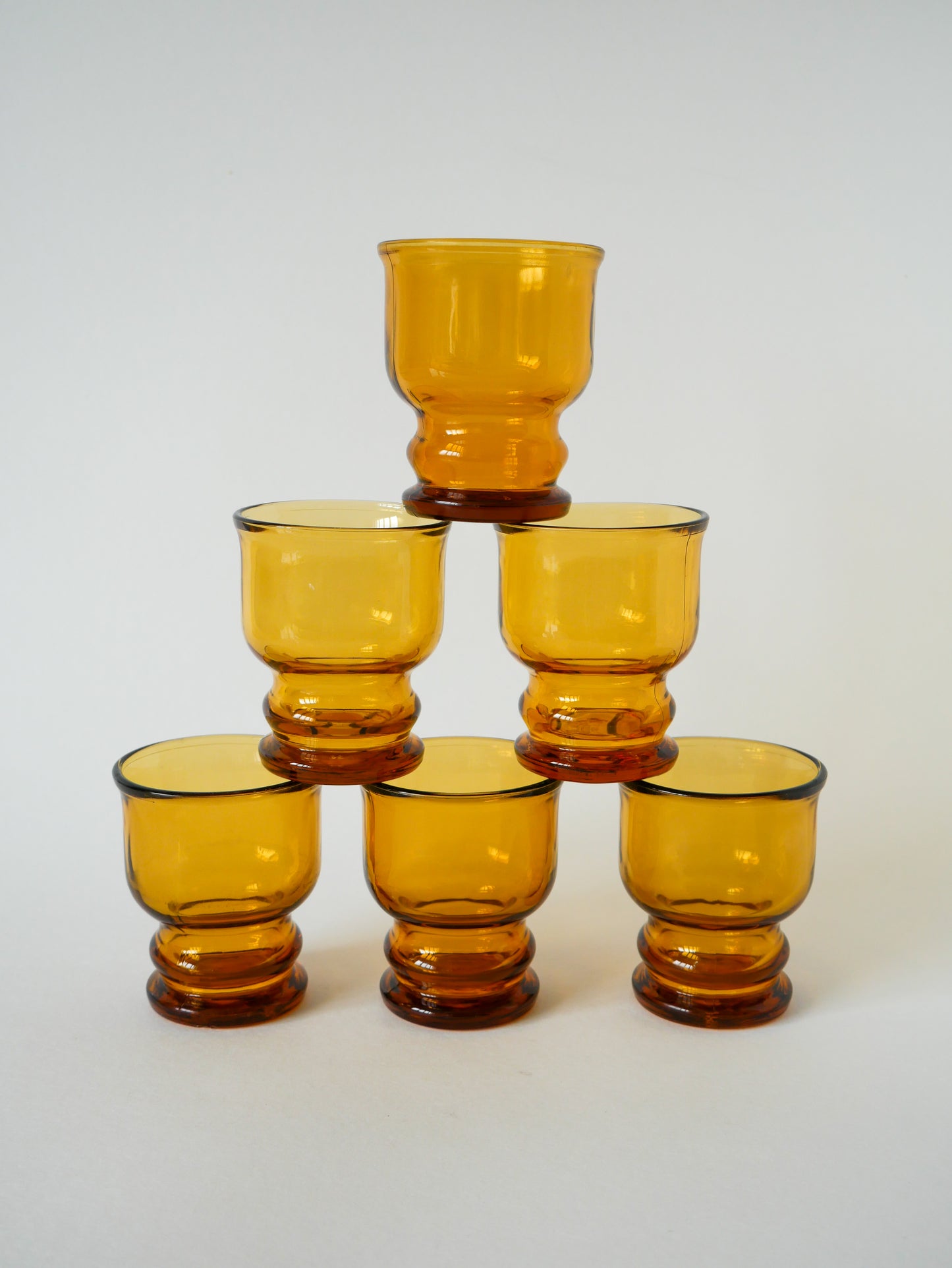 Lot de 6 verres en verre ambré, Pernod, 1970