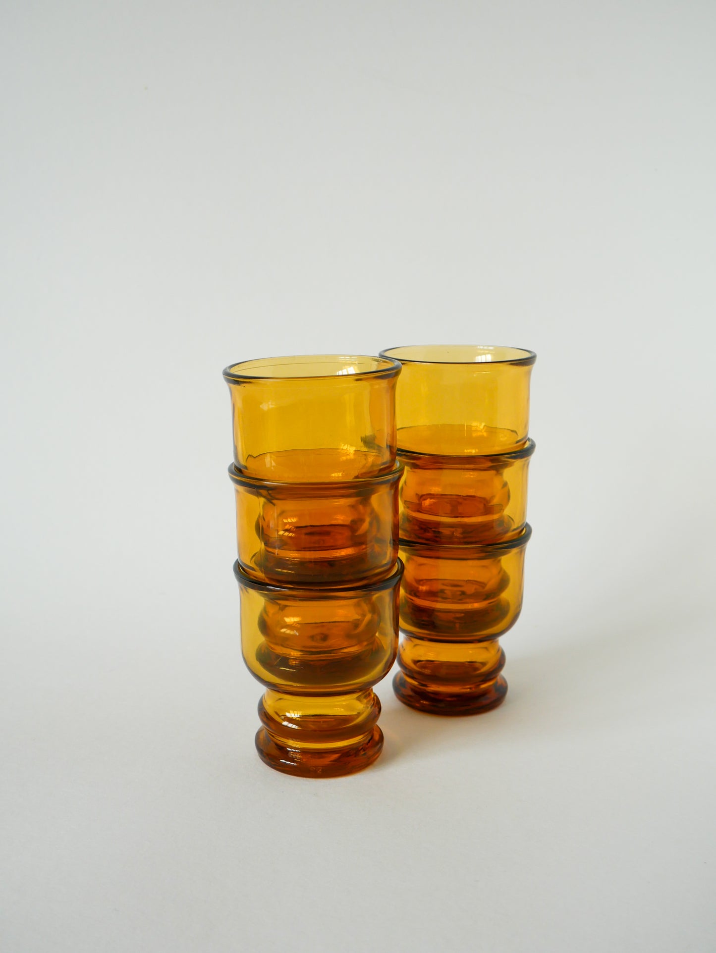 Lot de 6 verres en verre ambré, Pernod, 1970