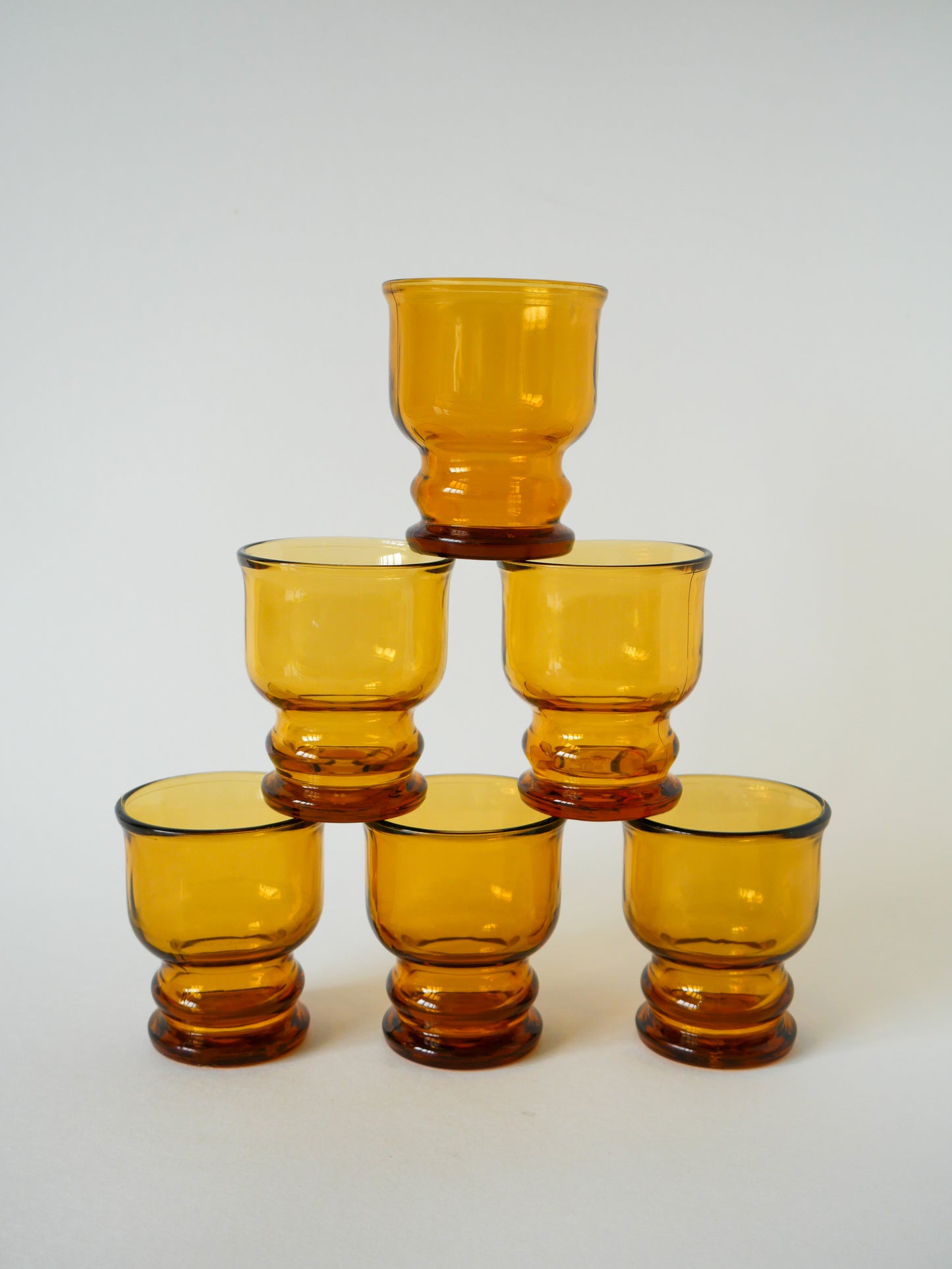 Lot de 6 verres en verre ambré, Pernod, 1970