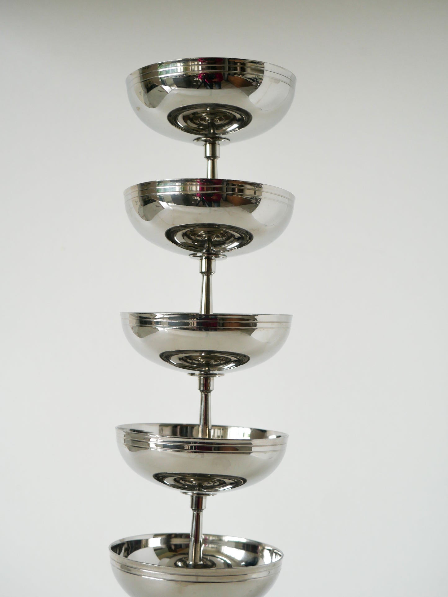 Ensemble de 6 coupes en inox à pieds fin, Made in France, Létang Rémy, Design, 1970