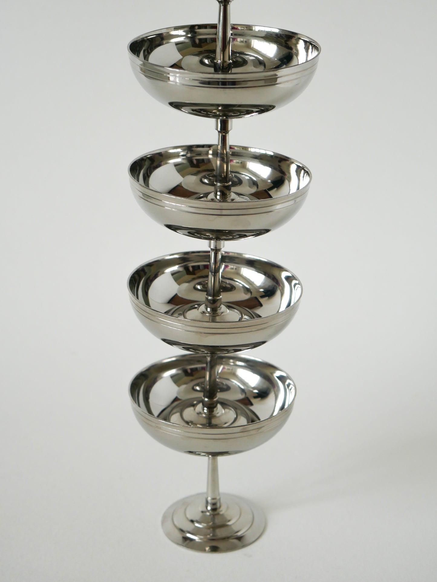 Ensemble de 6 coupes en inox à pieds fin, Made in France, Létang Rémy, Design, 1970