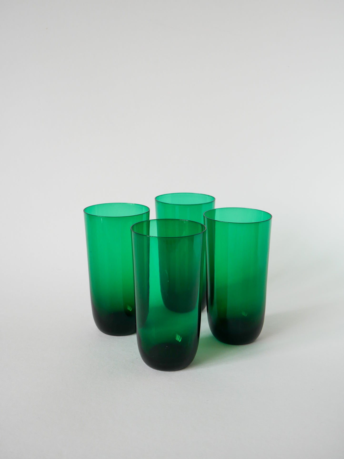 Lot de 4 verres à eau en verre vert, Design, 1970