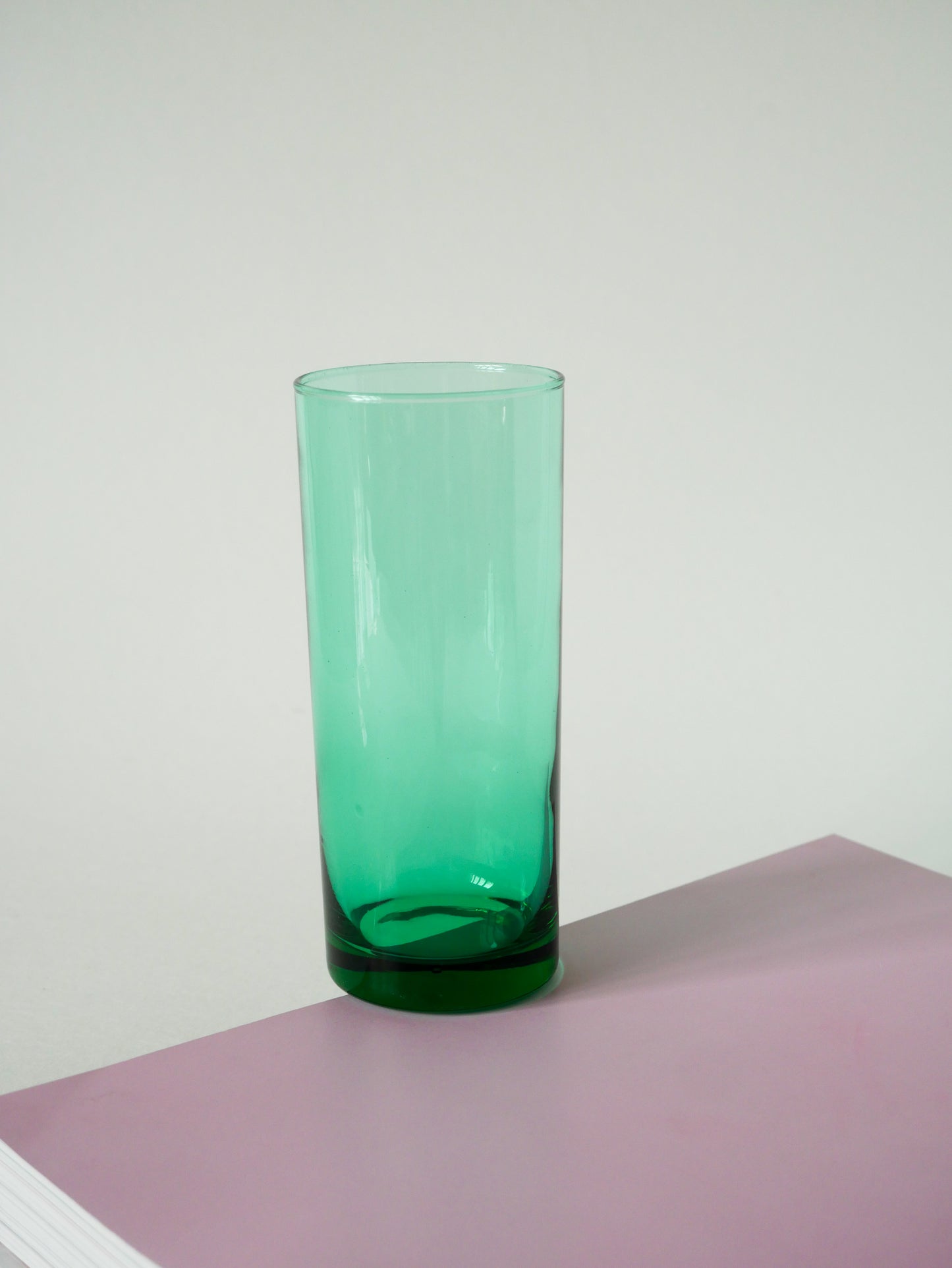 Lot de 6 verres à eau en verre vert, Long Drink, Design, 1970