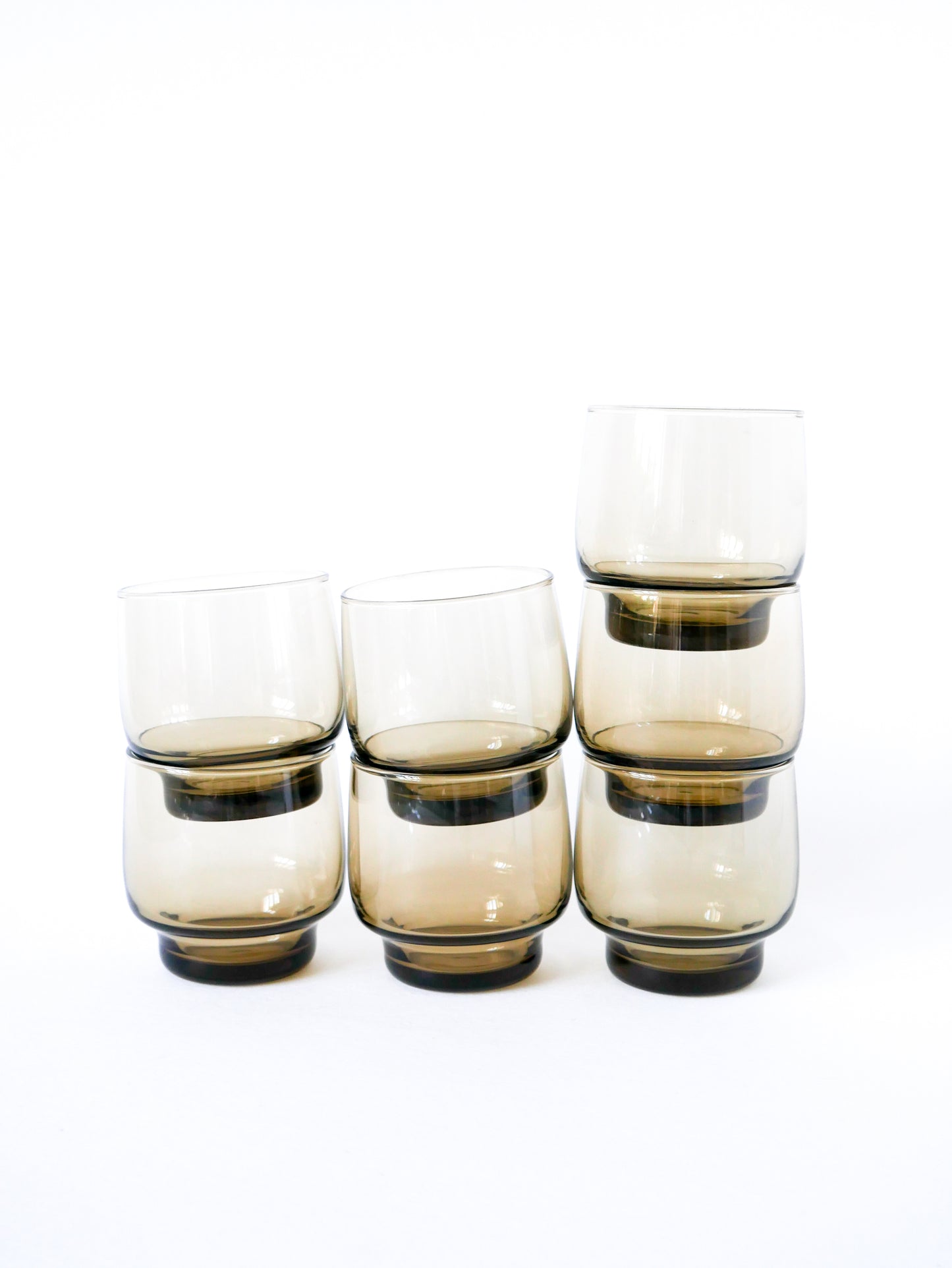 Lot de 6 verres à eau en verre fumé, Design, 1970