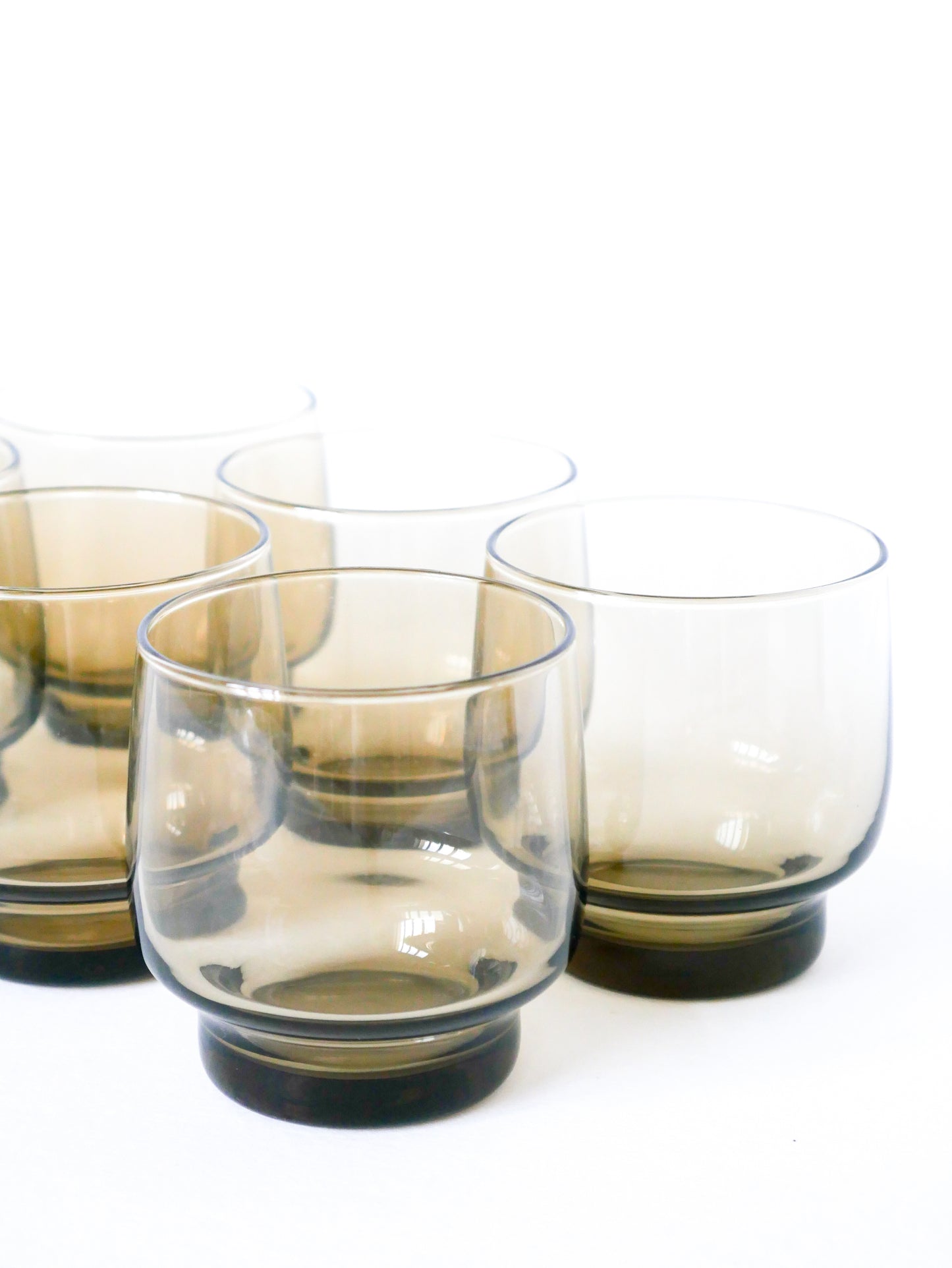 Lot de 6 verres à eau en verre fumé, Design, 1970