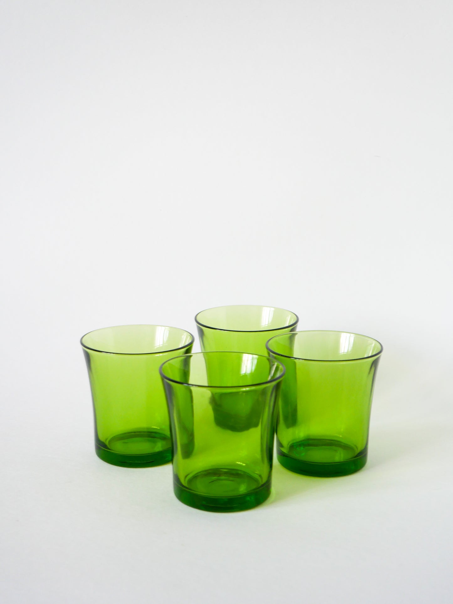 Lot de 4 verres à eau en verre vert, 1970