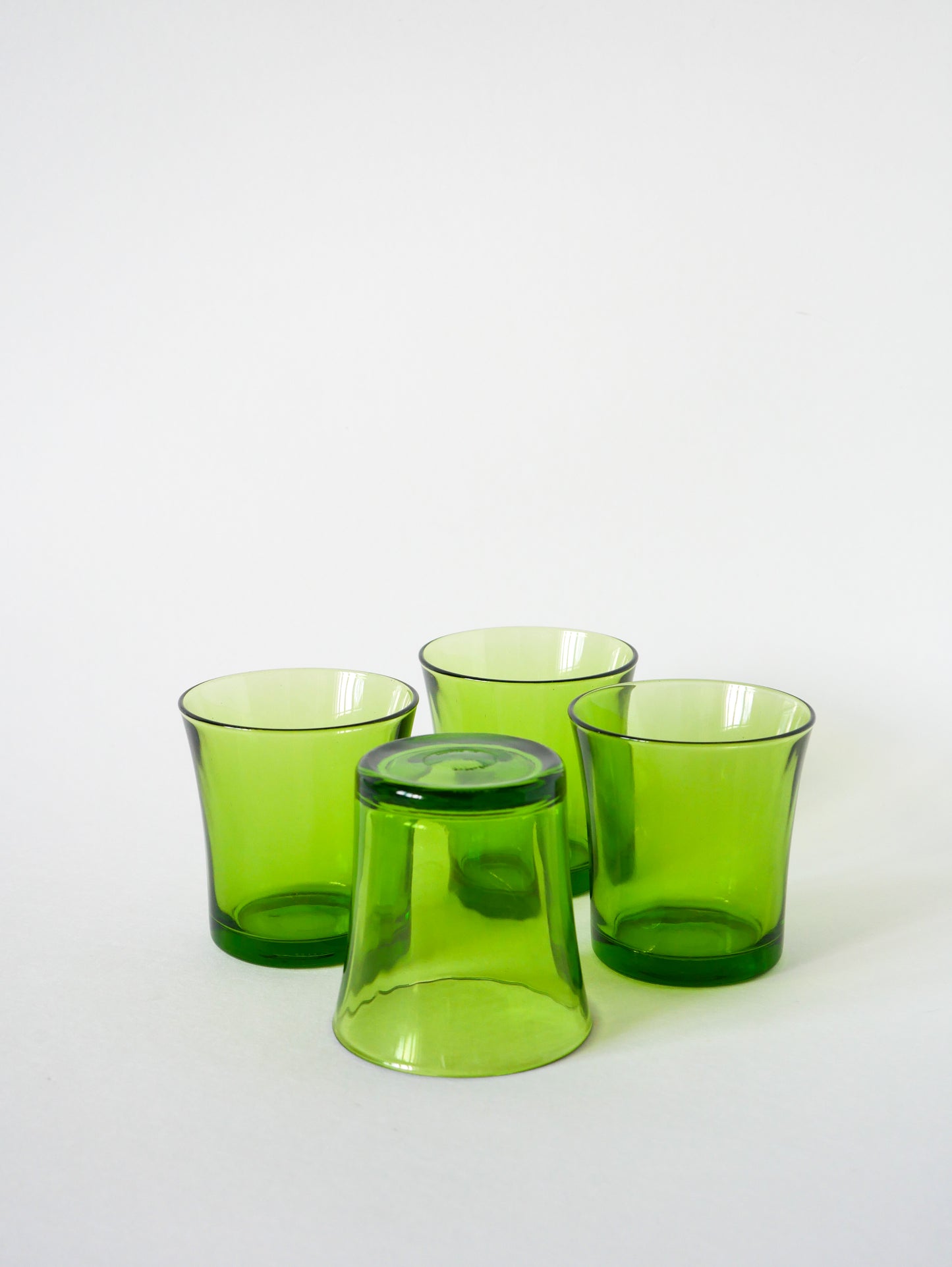 Lot de 4 verres à eau en verre vert, 1970