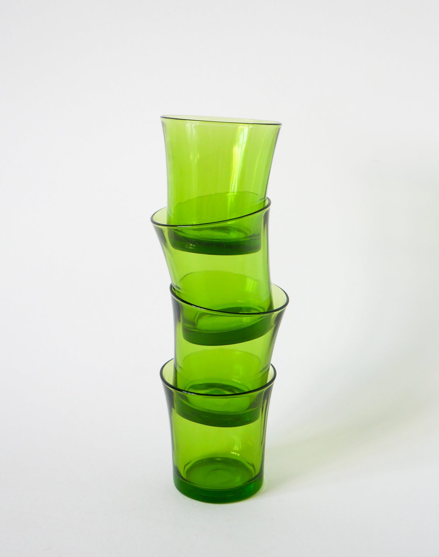 Lot de 4 verres à eau en verre vert, 1970