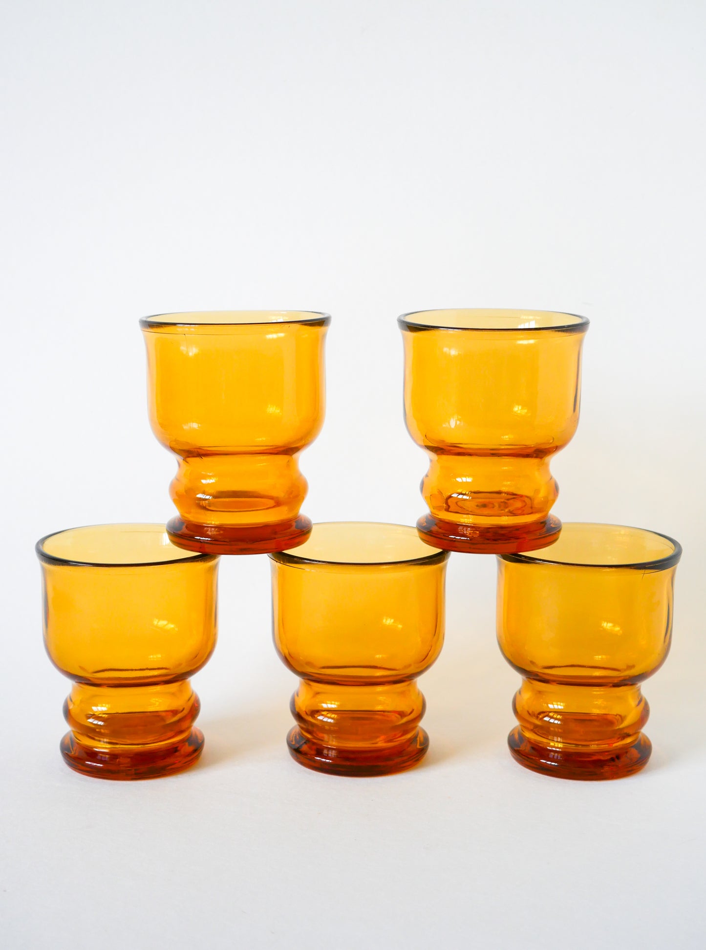 Lot de 5 verres à eau en verre ambré, Pernod, 1970