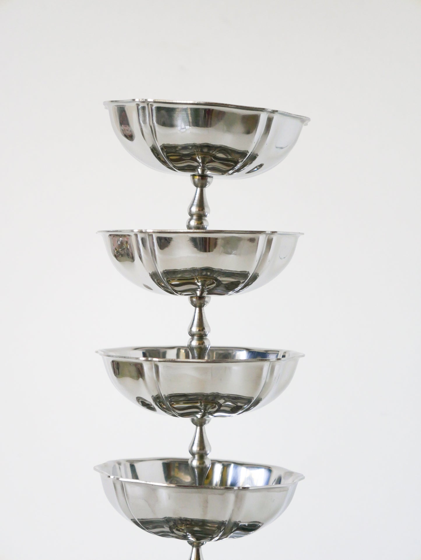 Ensemble de 6 coupes en inox à pieds haut et travaillé, Design,1970