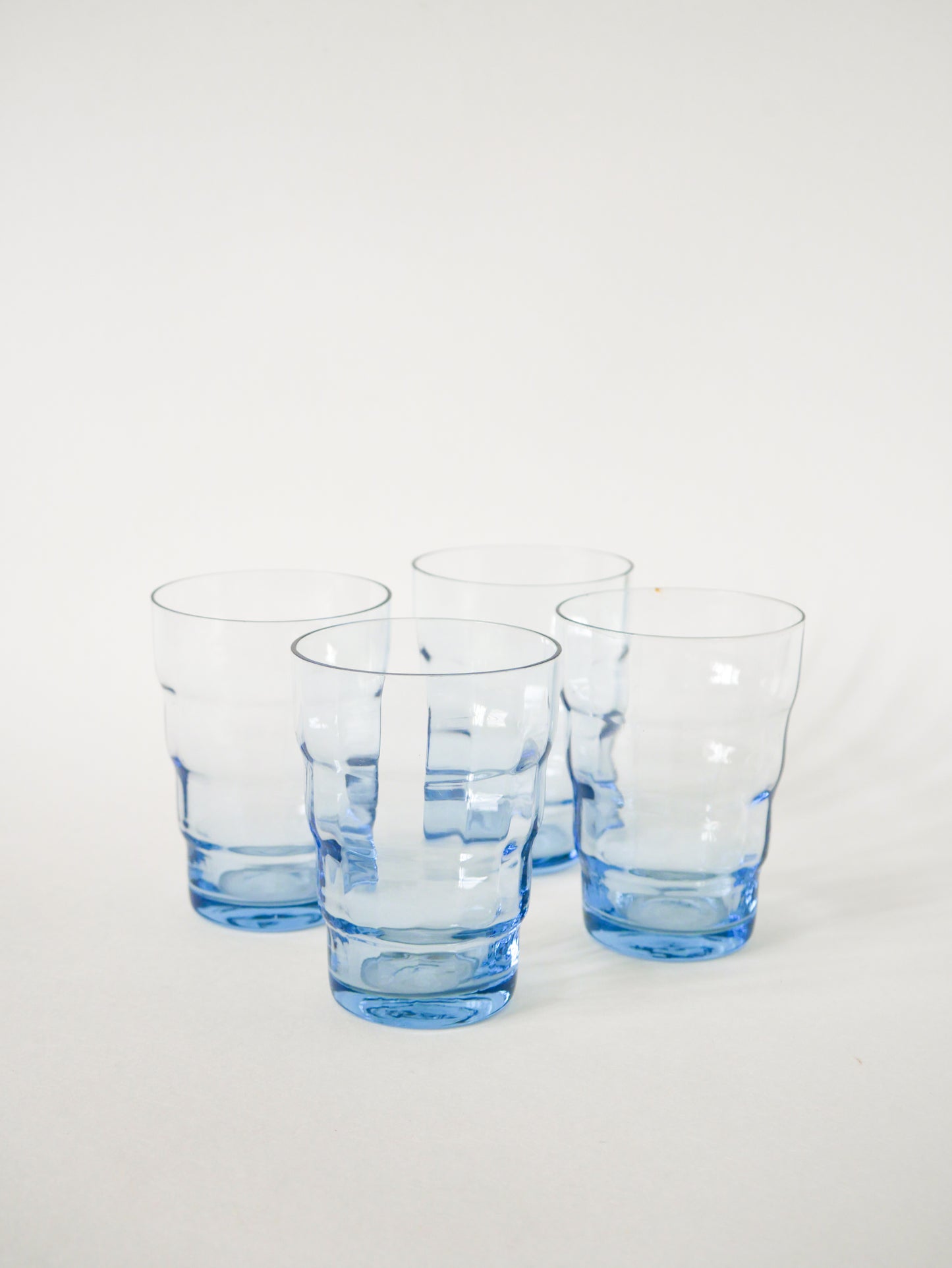 Lot de 4 verres à eau en verre bleu, Art Déco, 1930