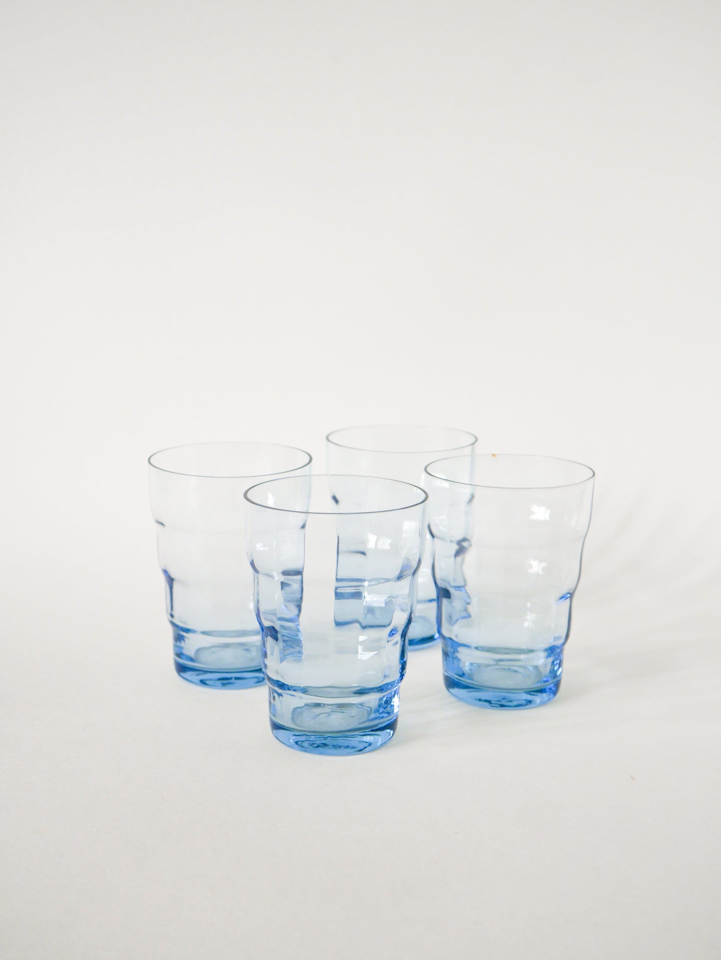 Lot de 4 verres à eau en verre bleu, Art Déco, 1930