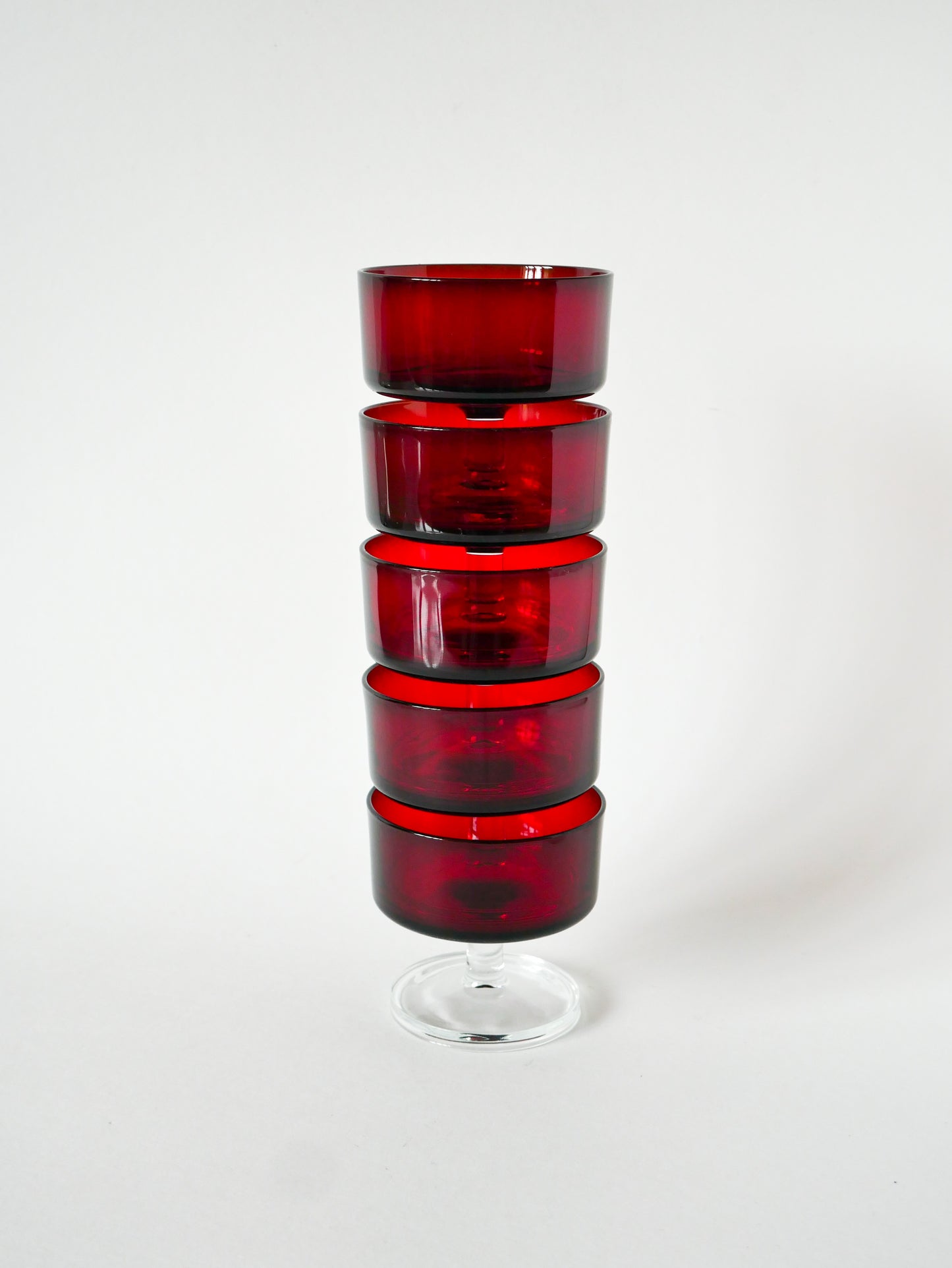 Lot de 5 coupes à champagne en verre Luminarc, Bordeaux, Design, 1970