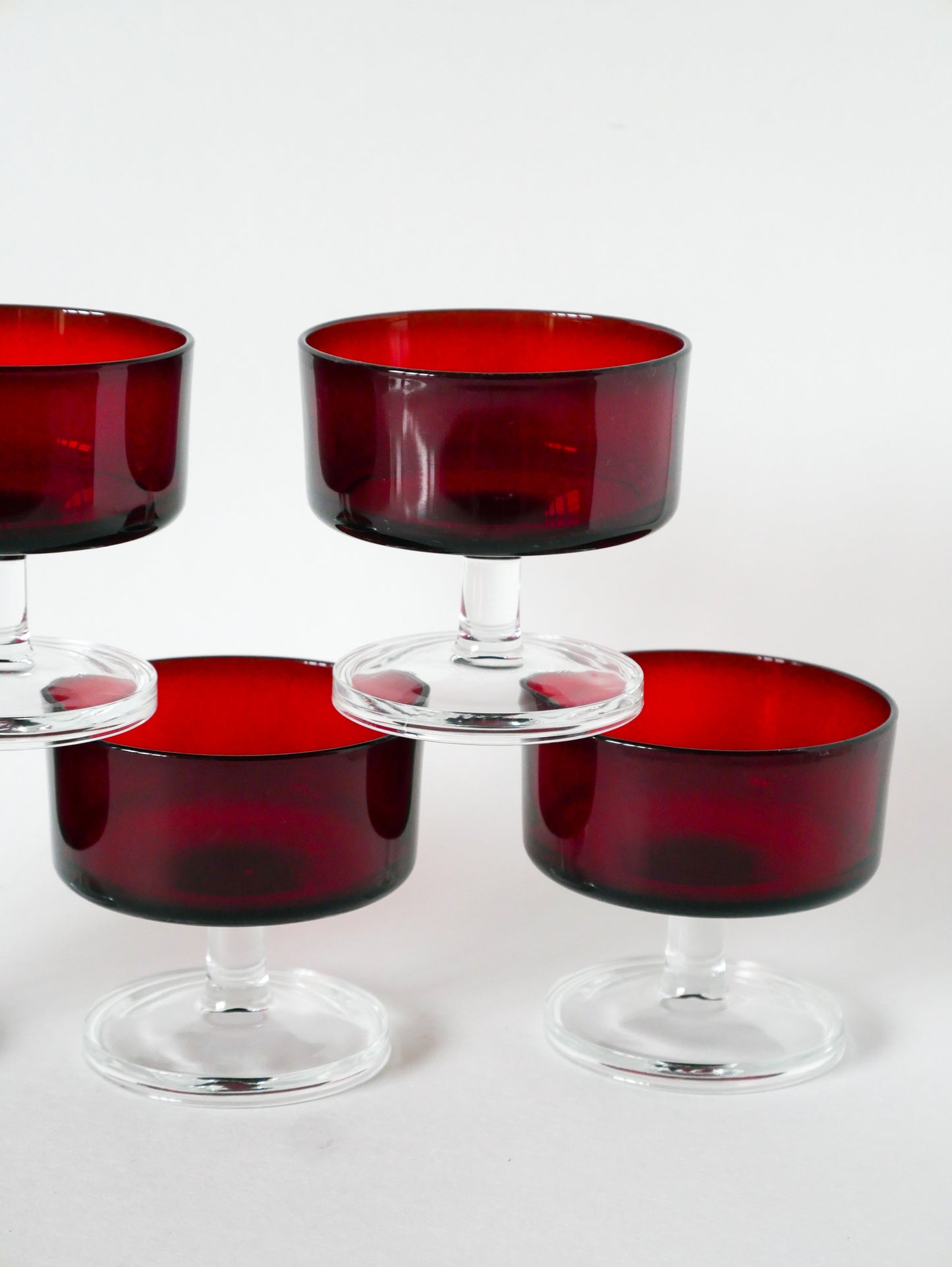 Lot de 5 coupes à champagne en verre Luminarc, Bordeaux, Design, 1970