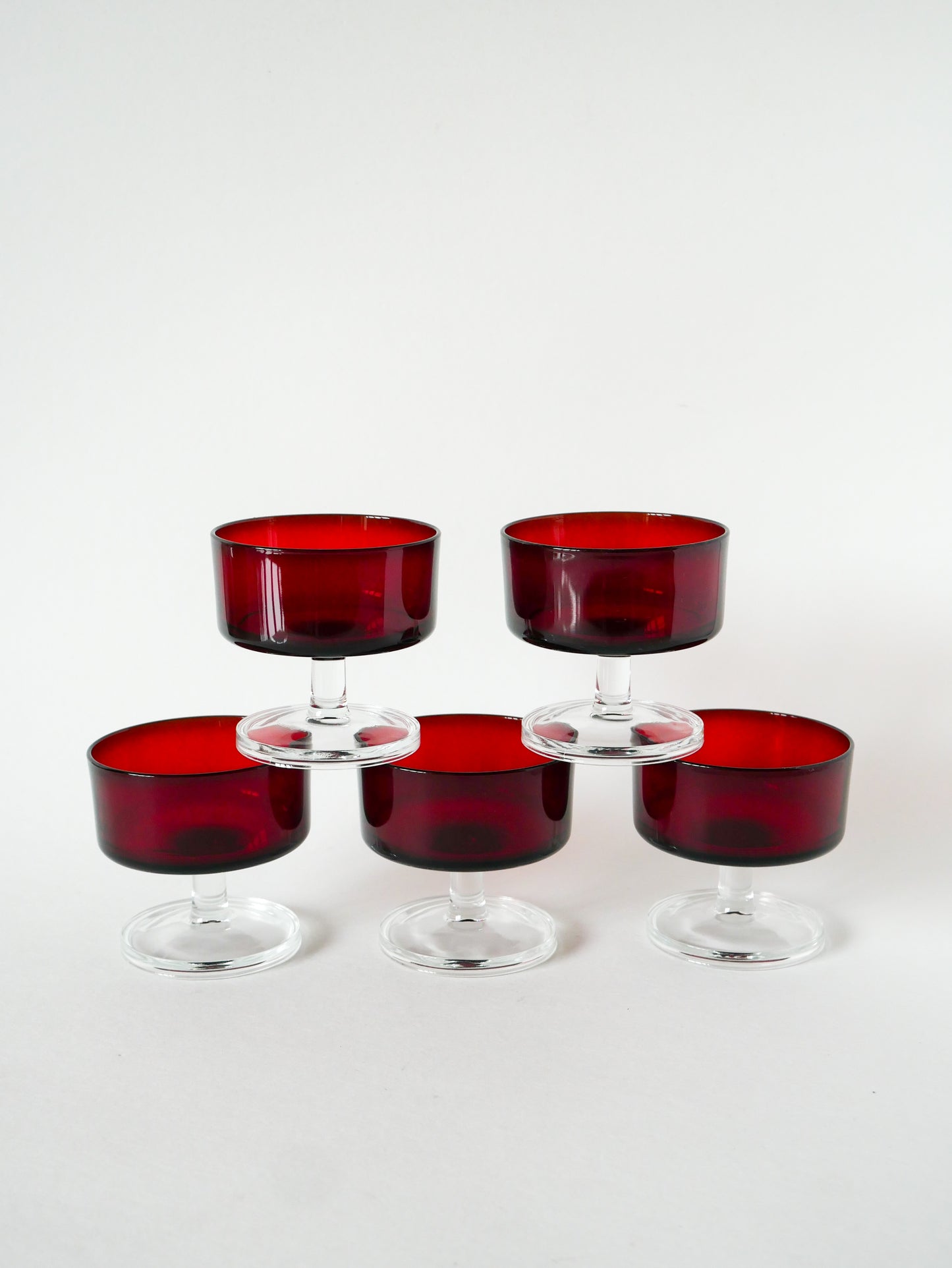 Lot de 5 coupes à champagne en verre Luminarc, Bordeaux, Design, 1970