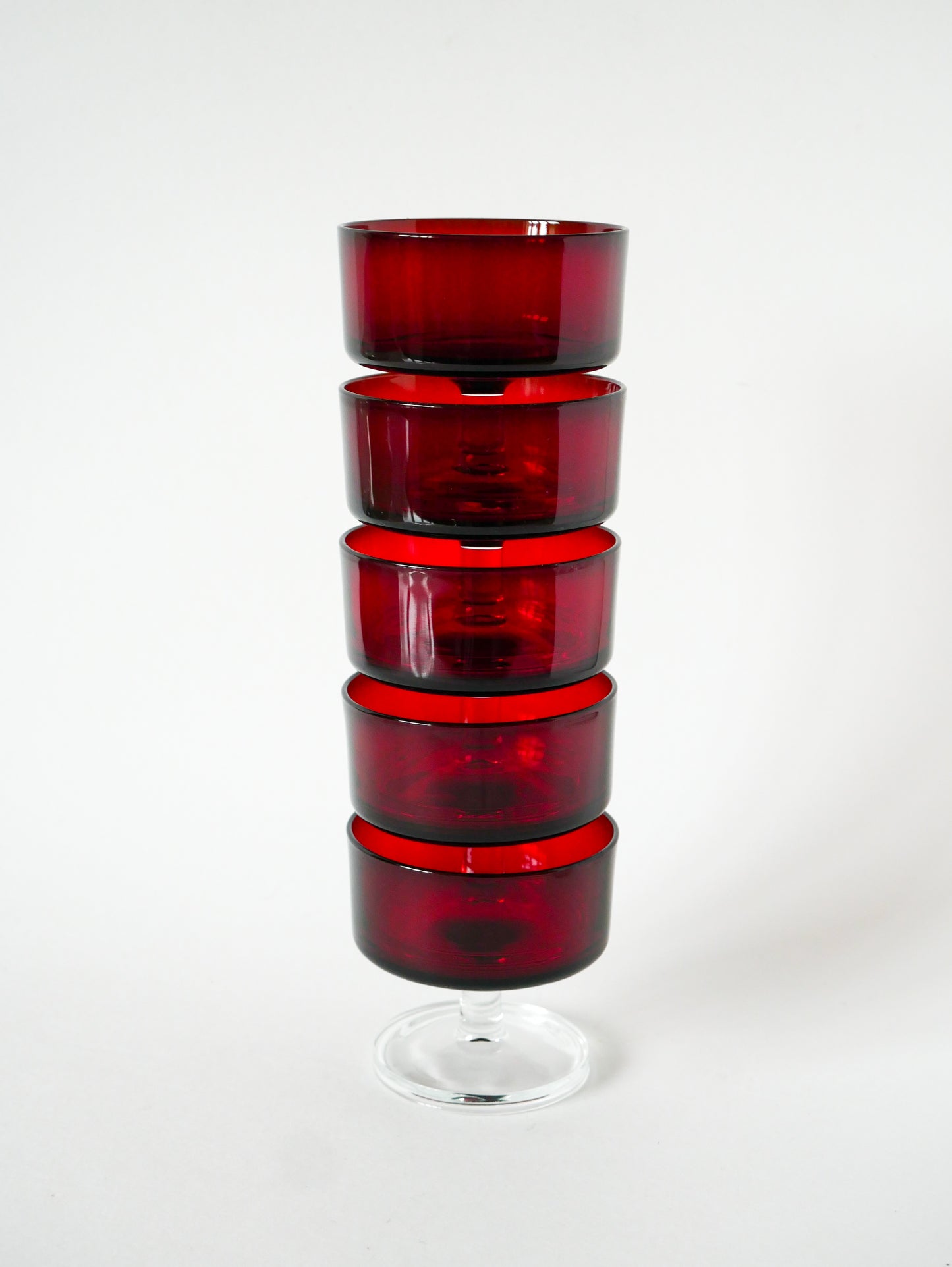 Lot de 5 coupes à champagne en verre Luminarc, Bordeaux, Design, 1970