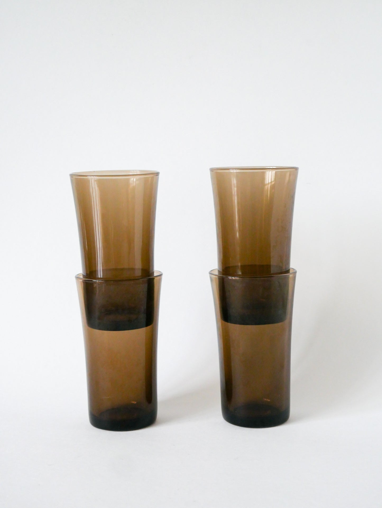 Lot de 4 verres à eau en verre Fumé, Long Drink, 1970