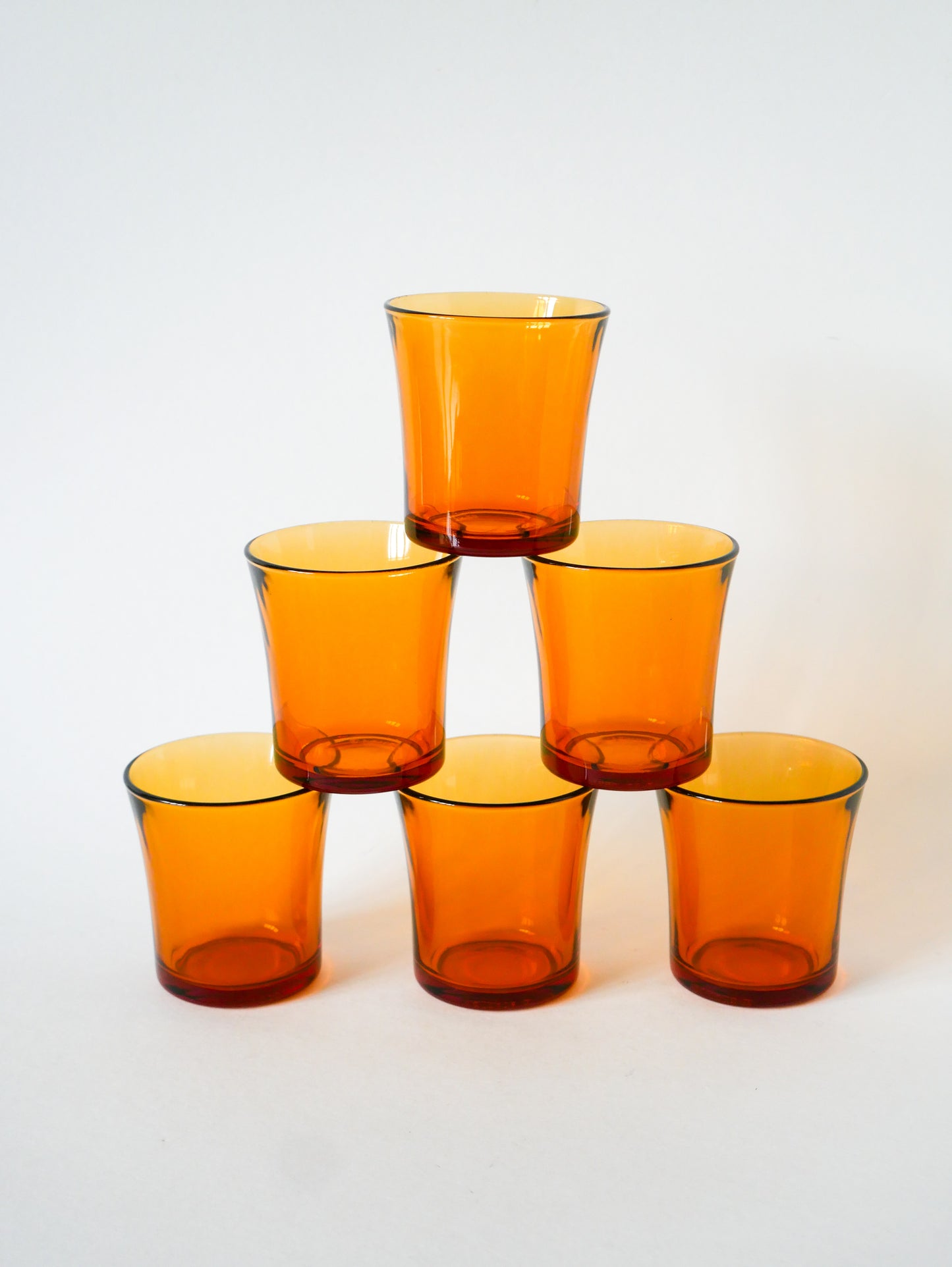 Lot de 6 verres à eau en verre Ambré, 1970