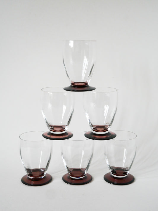 Lot de 6 verres à vin à pieds Violets, 1960