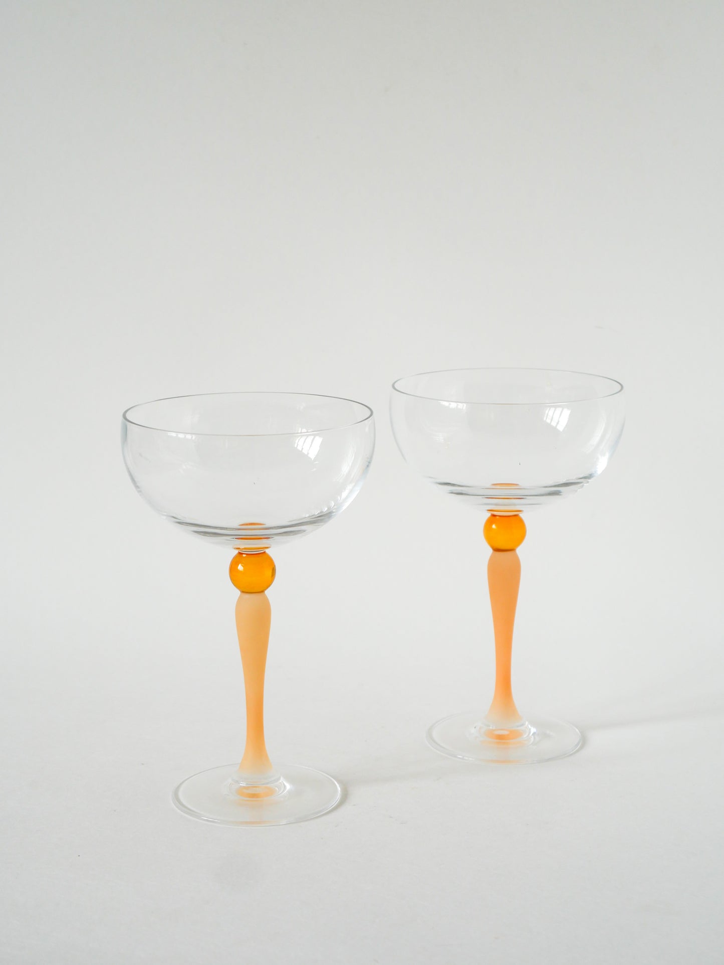 Lot de 5 coupes à champagne en verre dépoli Orange, Art Nouveau, 1900