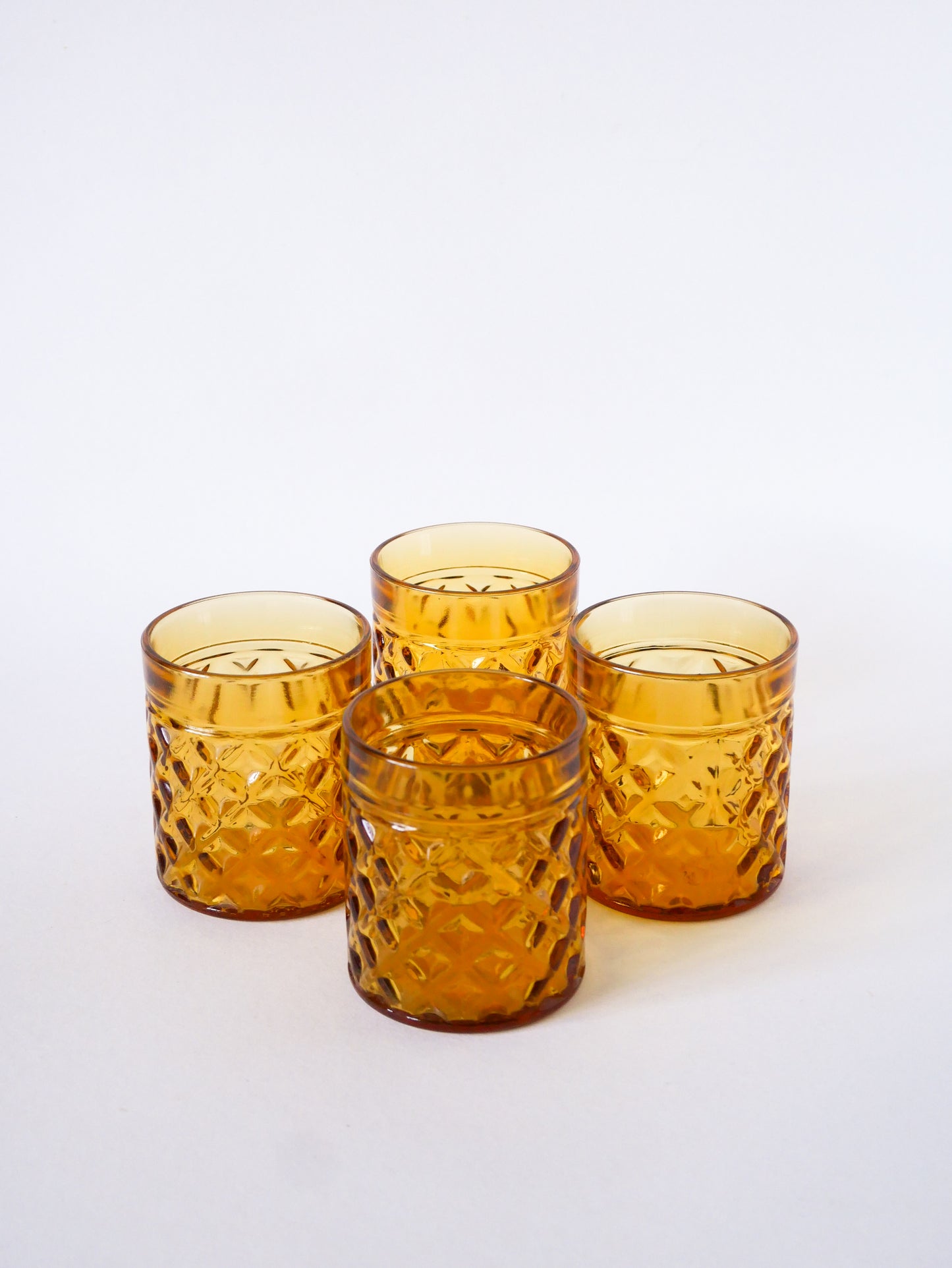 Lot de 4 verres à whisky en verre ambré, 1970