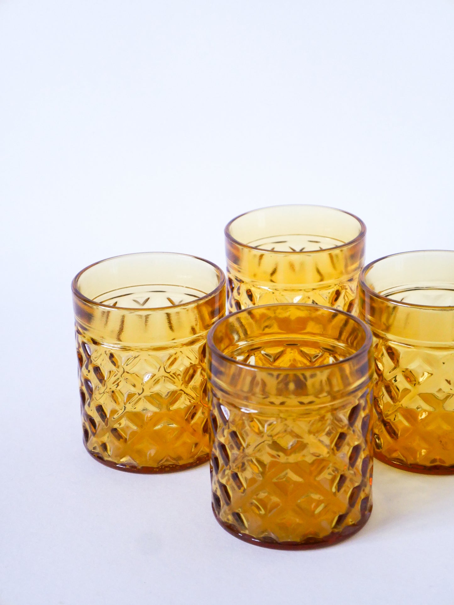 Lot de 4 verres à whisky en verre ambré, 1970