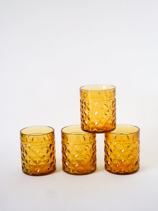 Lot de 4 verres à whisky en verre ambré, 1970