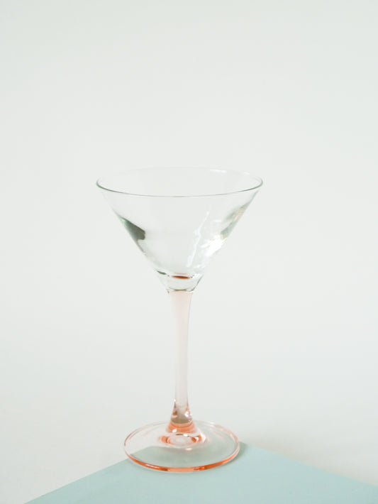 Lot de 6 verres à cocktail / coupes à champagne à pieds rose Fabriqués en France, 1970