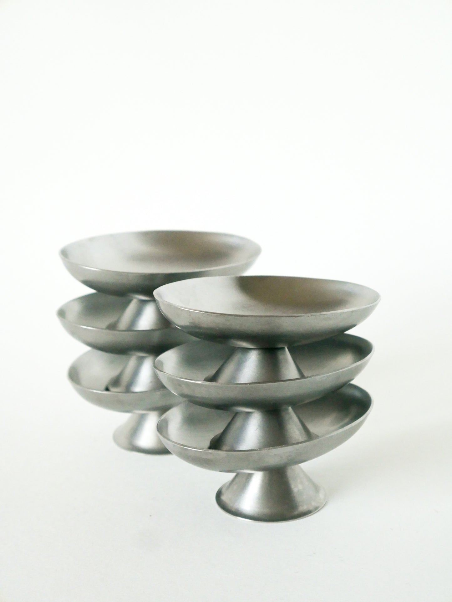 Lot de 6 coupes à glaces en inox ovales, Design, 1970