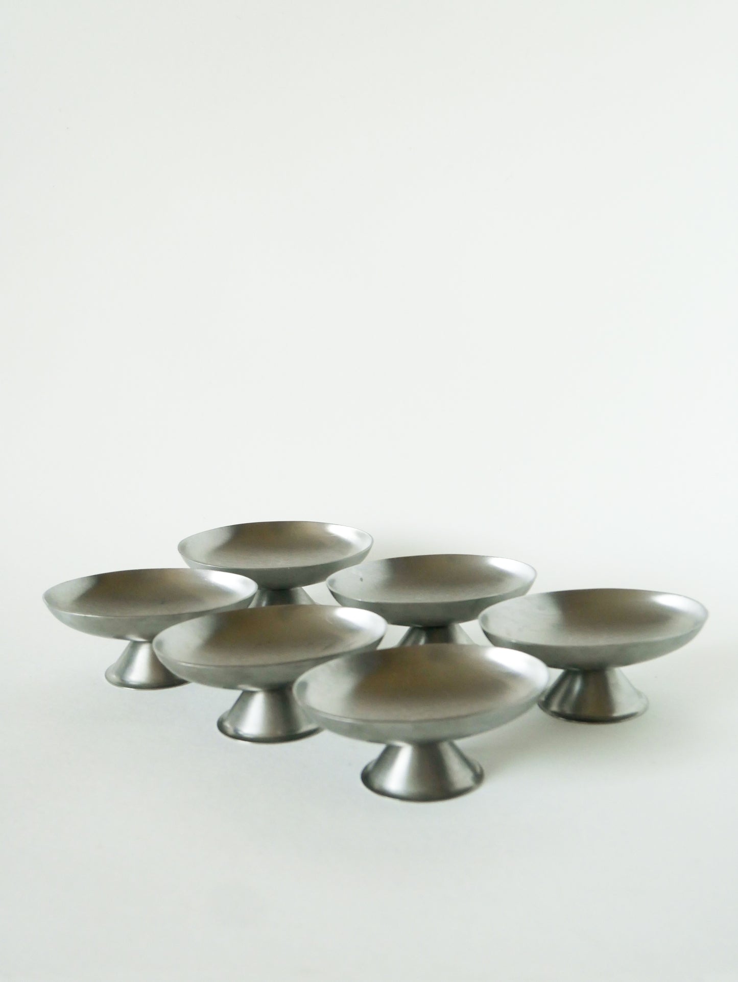 Lot de 6 coupes à glaces en inox ovales, Design, 1970