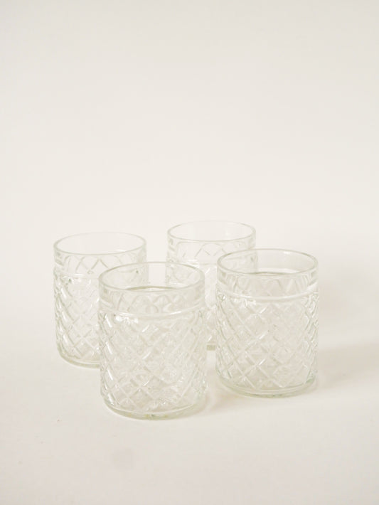 Ensemble de 4 verres à whisky facettés, 1970