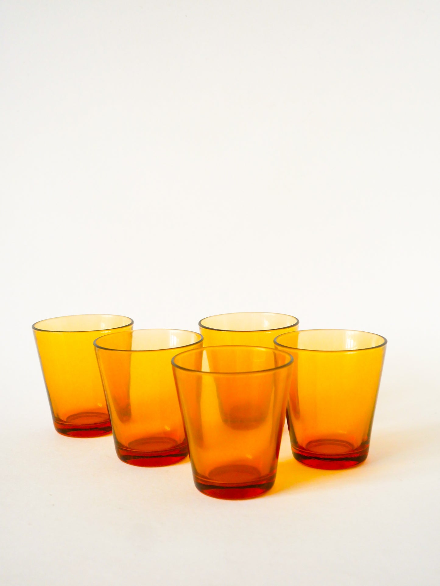 Lot de 5 verres à eau en verre Ambré, 1970