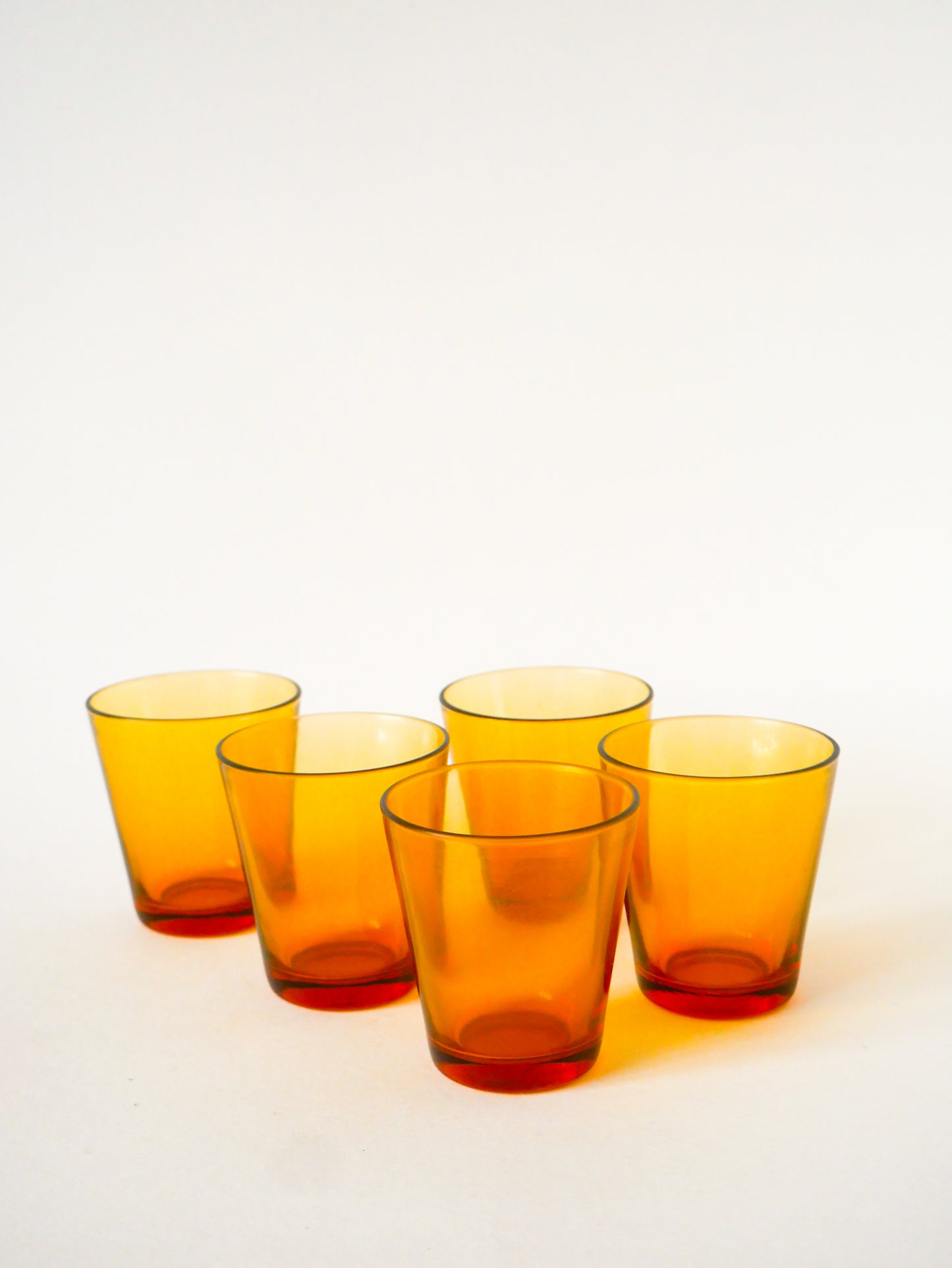 Lot de 5 verres à eau en verre Ambré, 1970