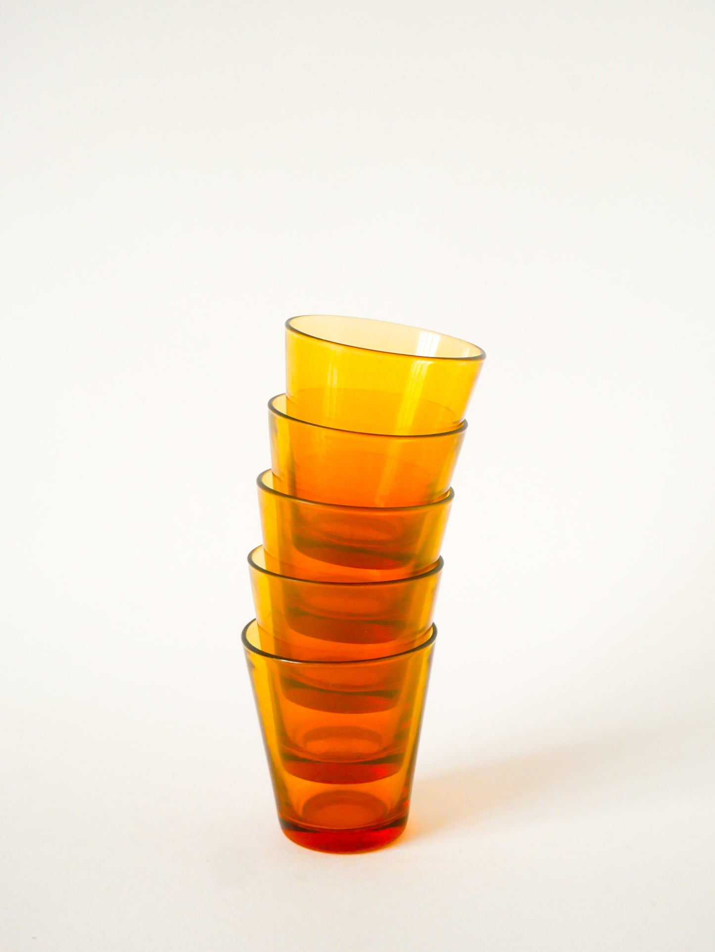 Lot de 5 verres à eau en verre Ambré, 1970