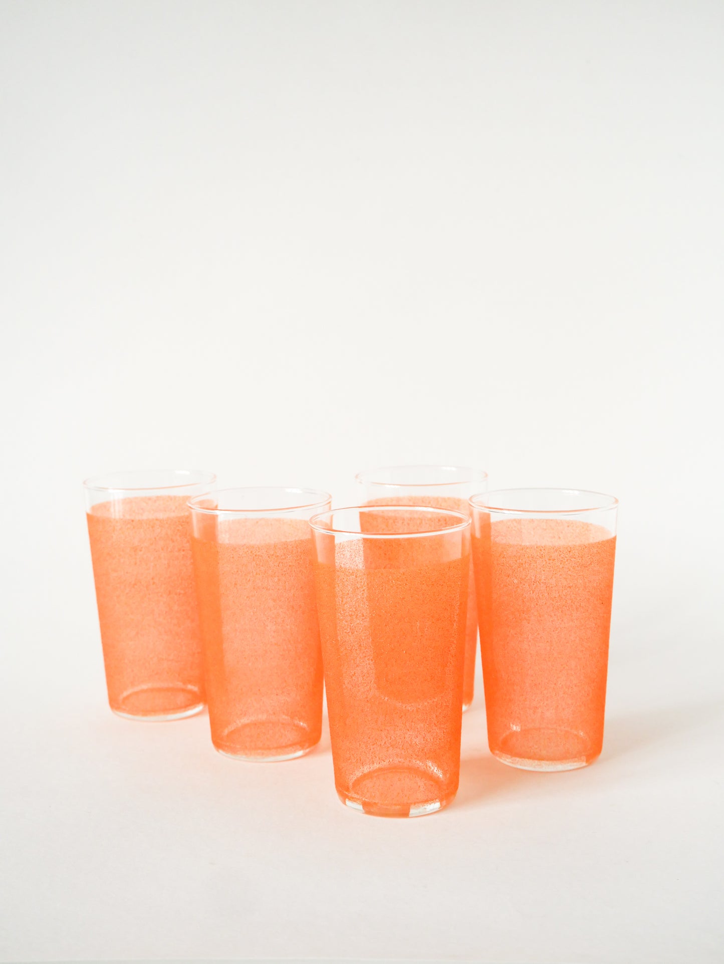 Ensemble de 5 verres à eau granité, Orange, 1950