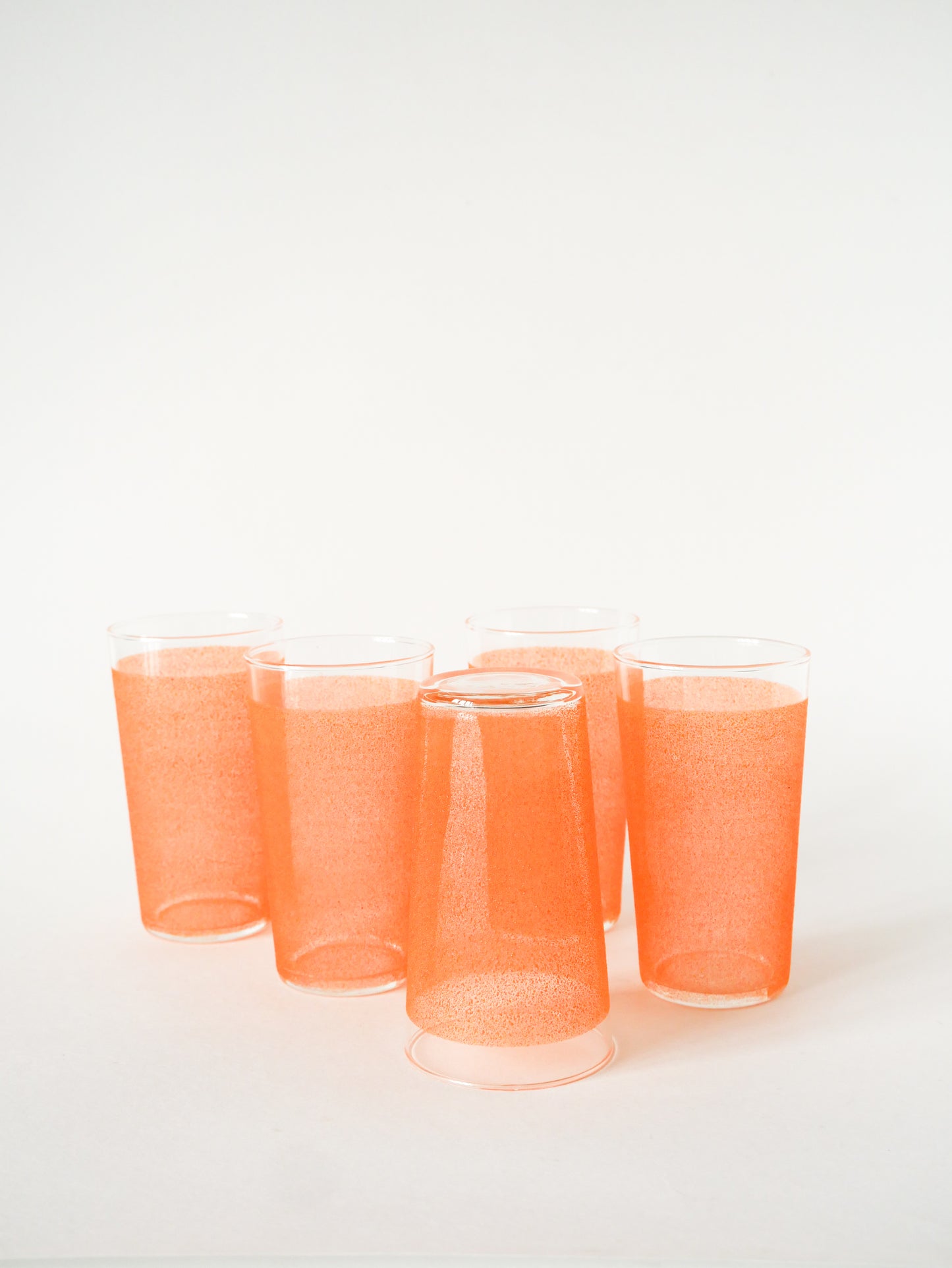 Ensemble de 5 verres à eau granité, Orange, 1950