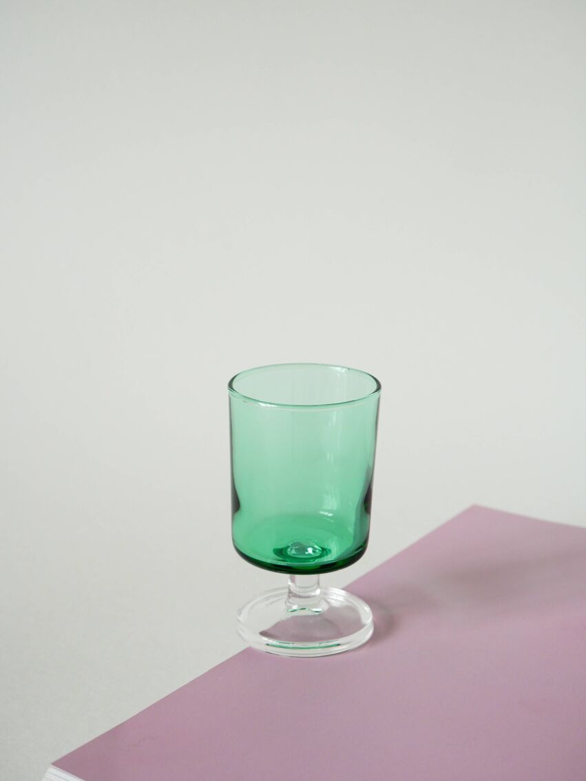 Lot de 5 petits verres à vin en verre vert, Luminarc, 1970