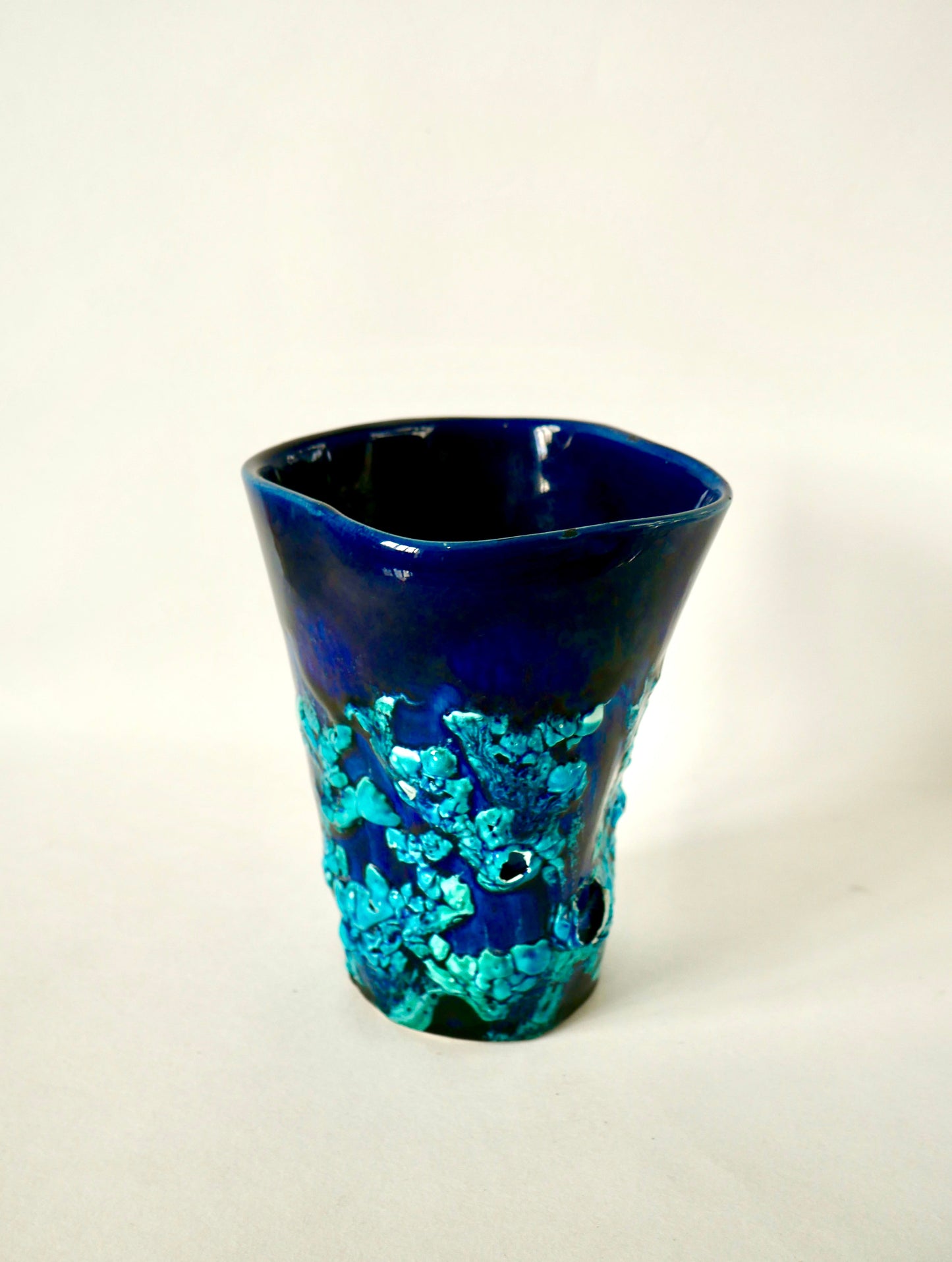 Vase en céramique Fat Lava bleu années 70