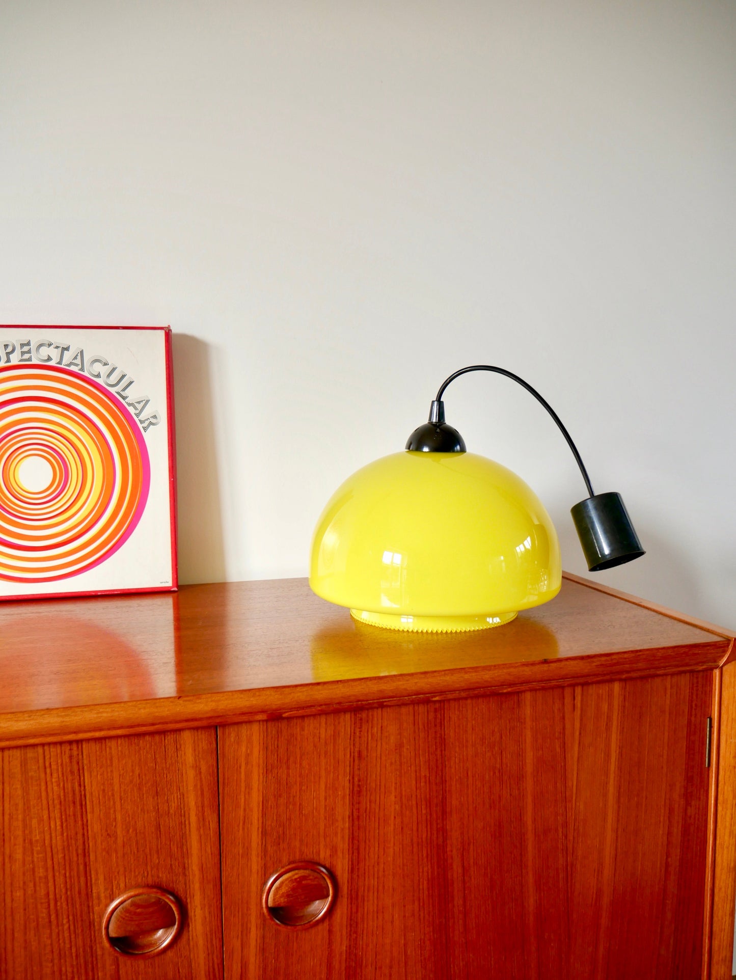 Suspension en opaline jaune Mushroom design, 1970