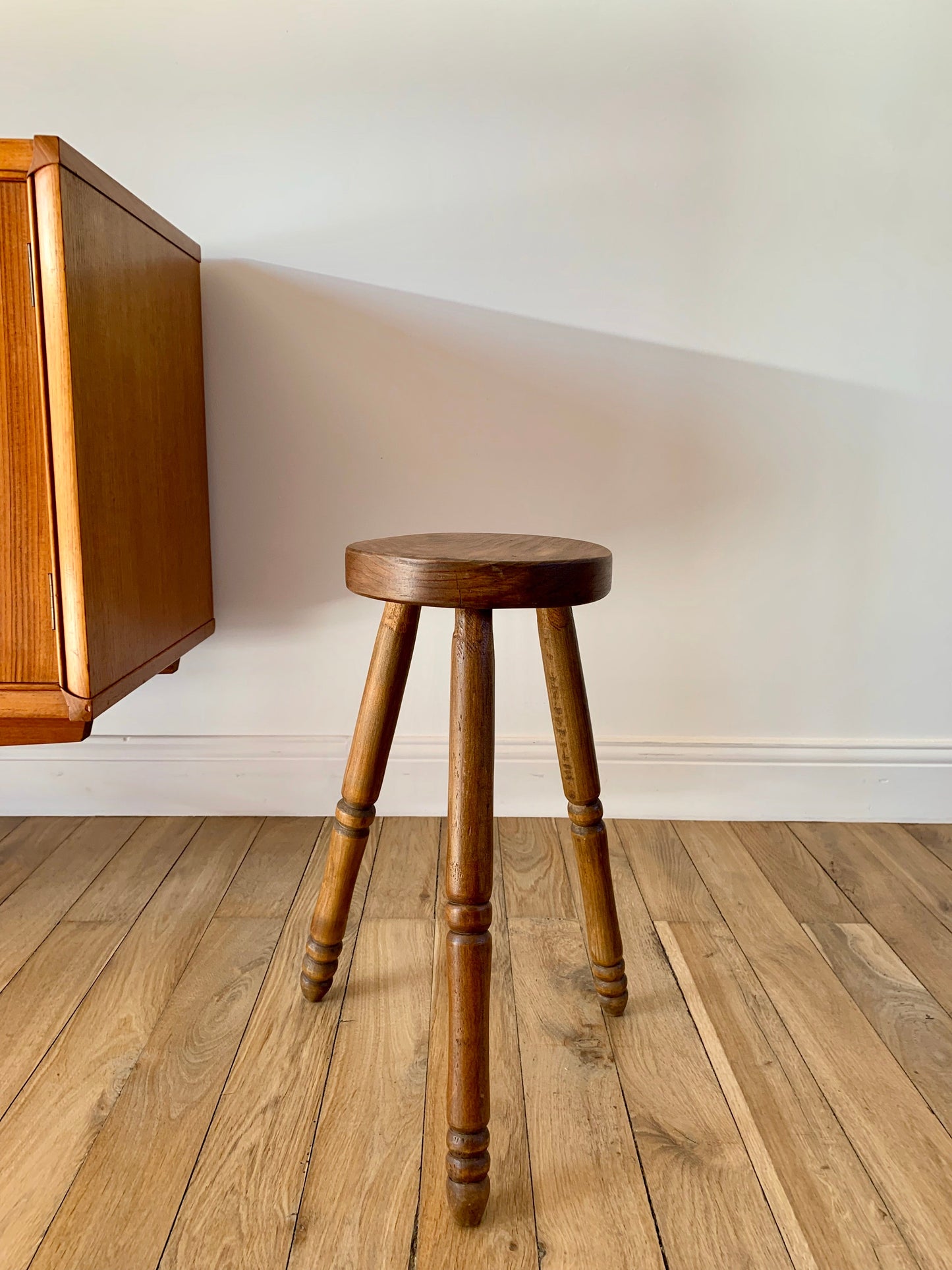 Tabouret bas en bois de hêtre effet bambou années 30-40