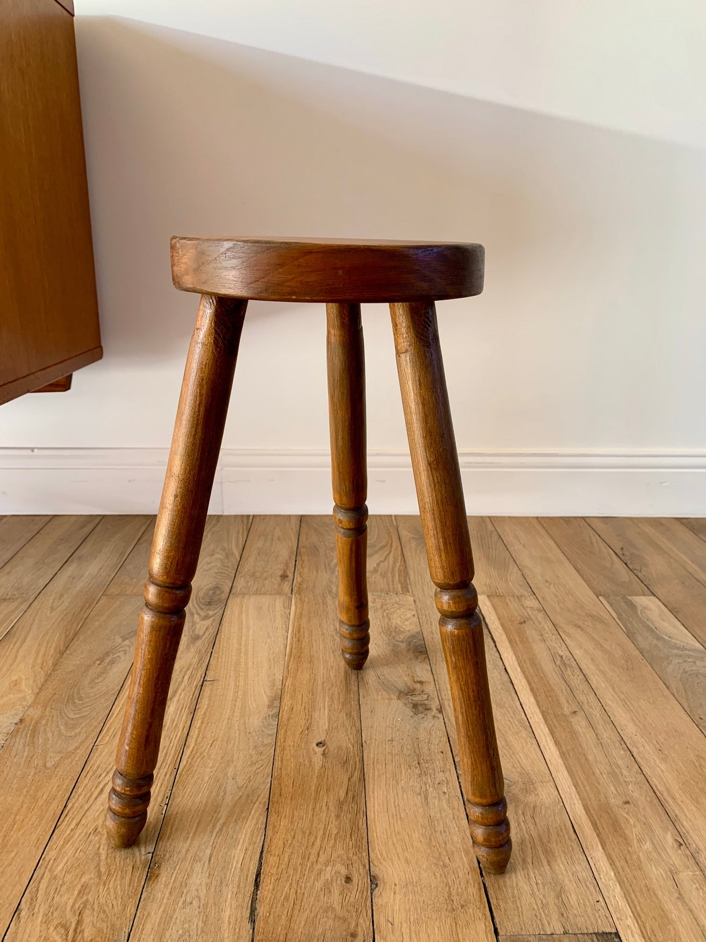 Tabouret bas en bois de hêtre effet bambou années 30-40